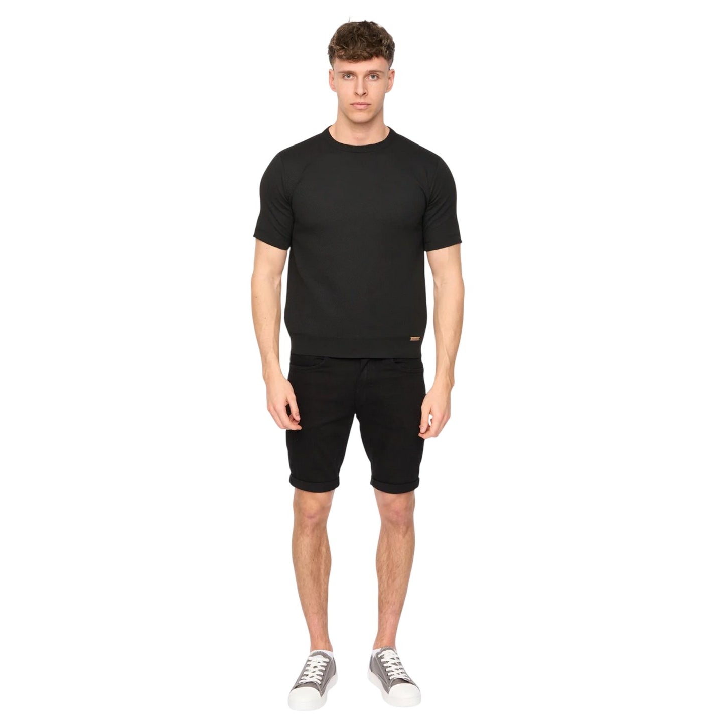 Black - Lifestyle - Duck and Cover Mens Marvela Knitted T-Shirt