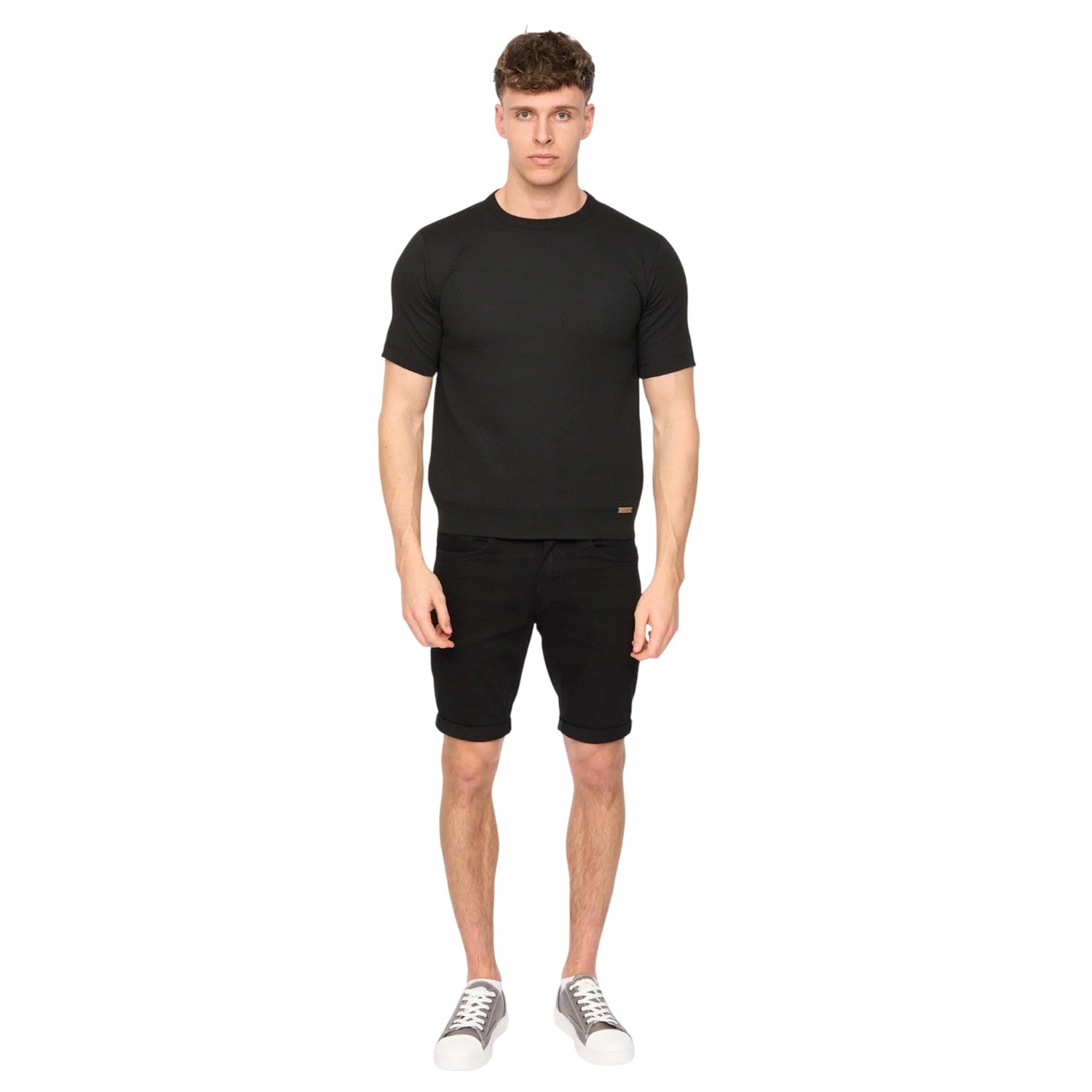 Black - Lifestyle - Duck and Cover Mens Marvela Knitted T-Shirt