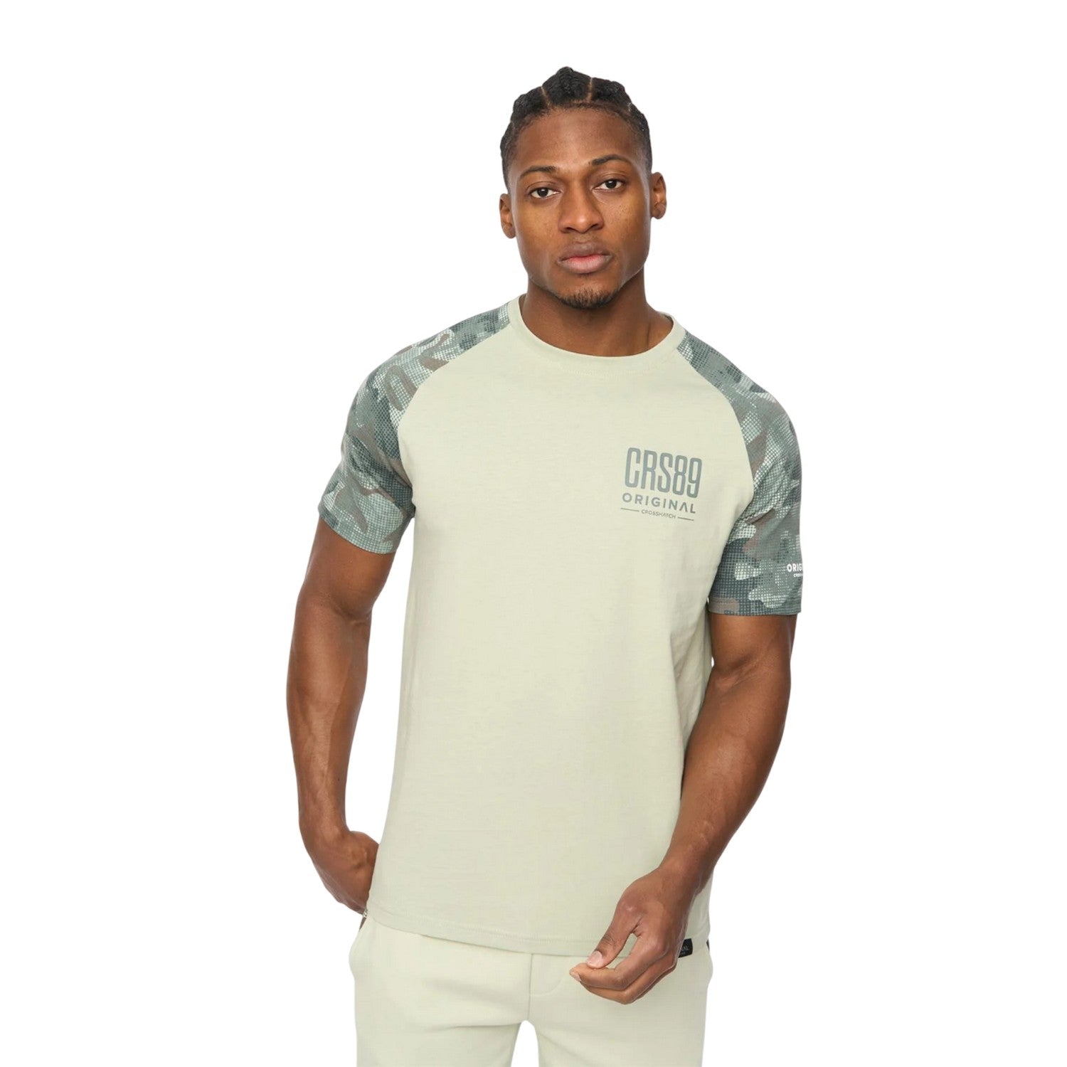 Light Olive - Front - Crosshatch Mens Branton T-Shirt