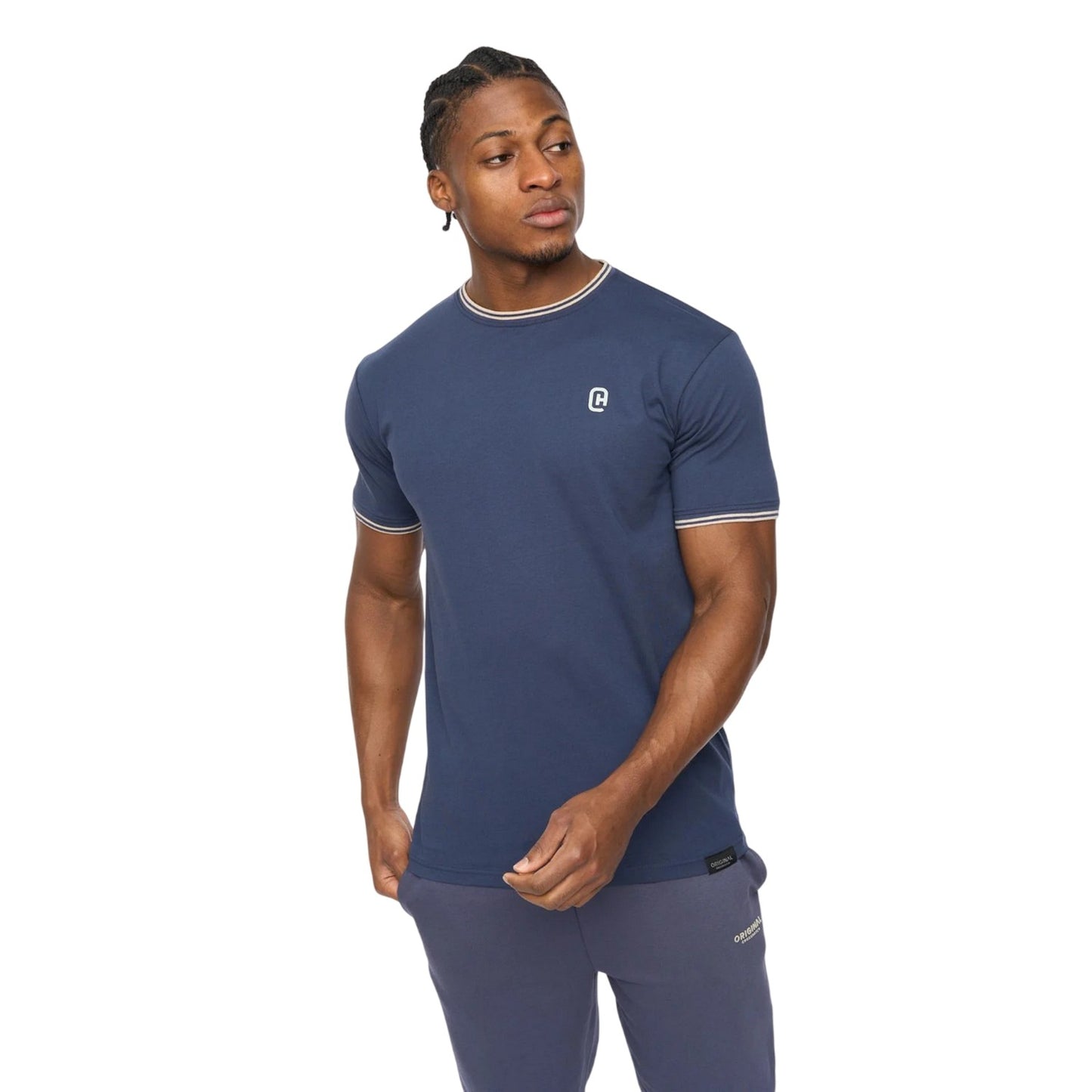 Navy - Front - Crosshatch Mens Preece T-Shirt