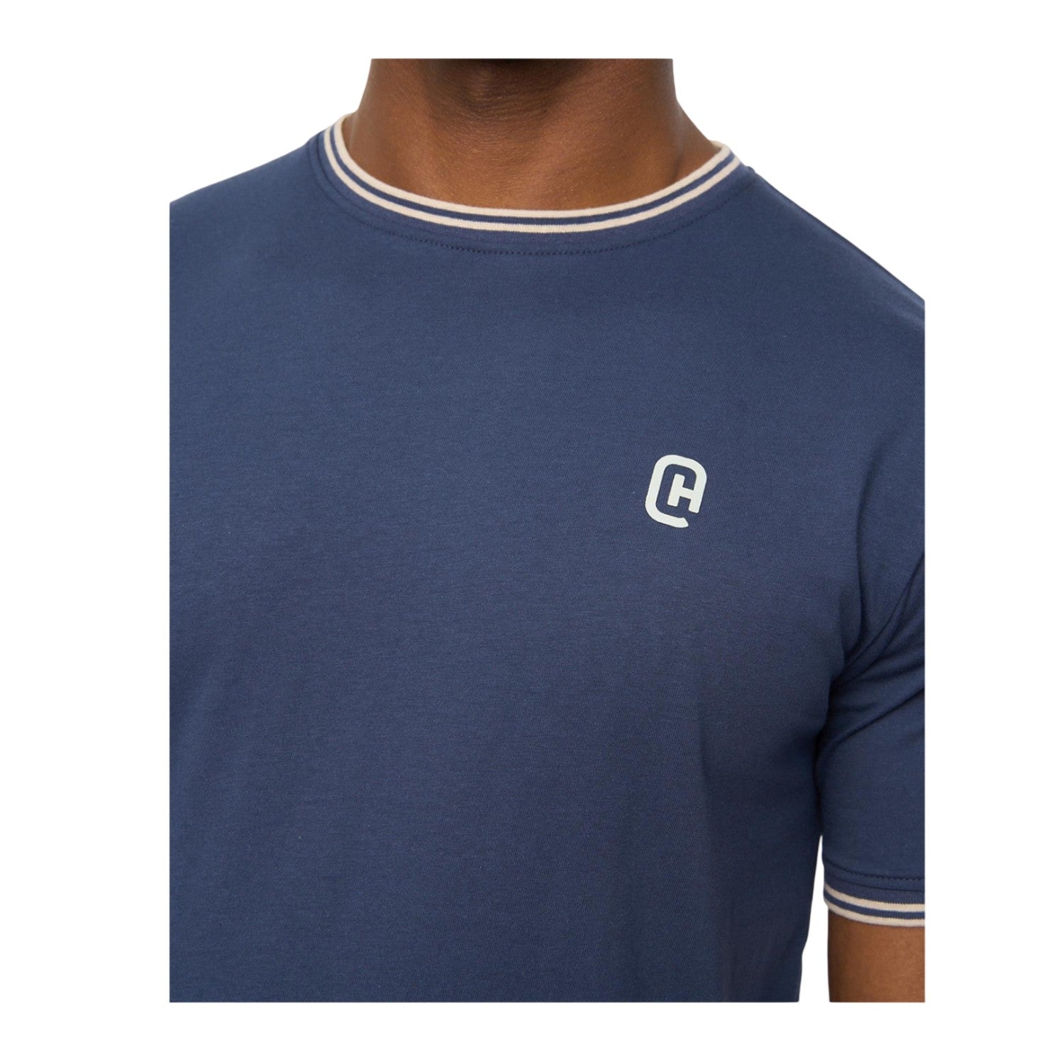 Navy - Side - Crosshatch Mens Preece T-Shirt