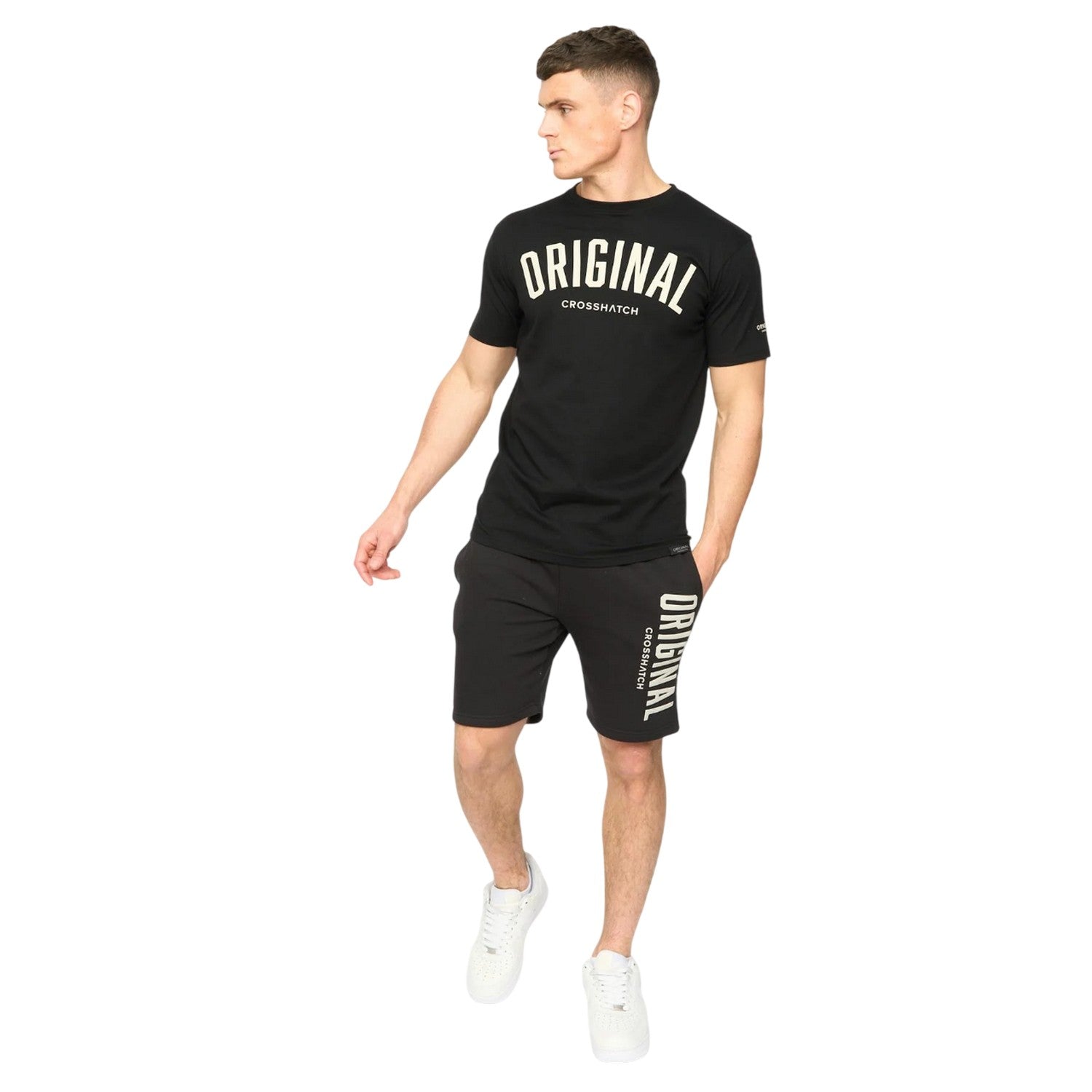 Black - Lifestyle - Crosshatch Mens Kensby T-Shirt