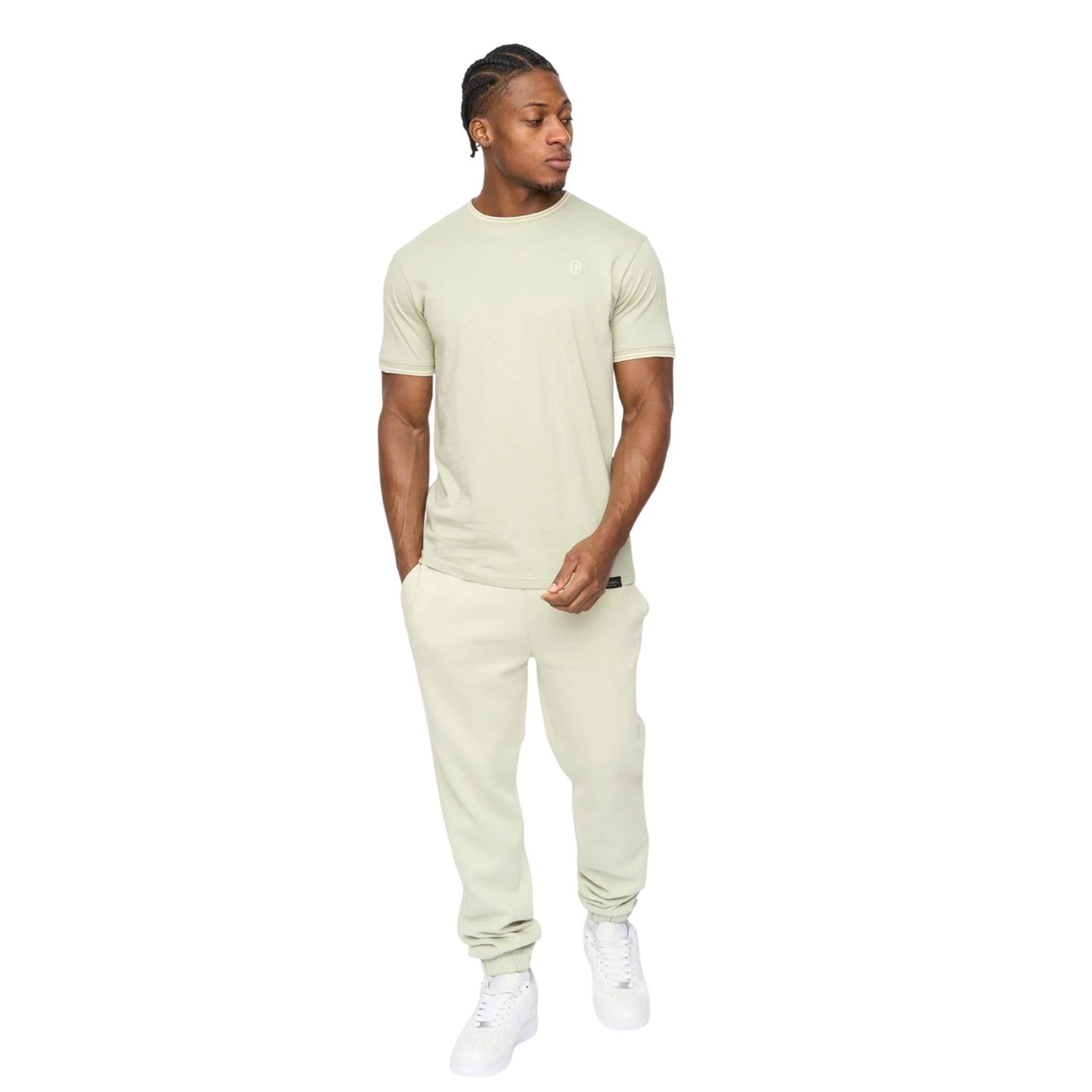 Light Olive - Side - Crosshatch Mens Preece Jogging Bottoms