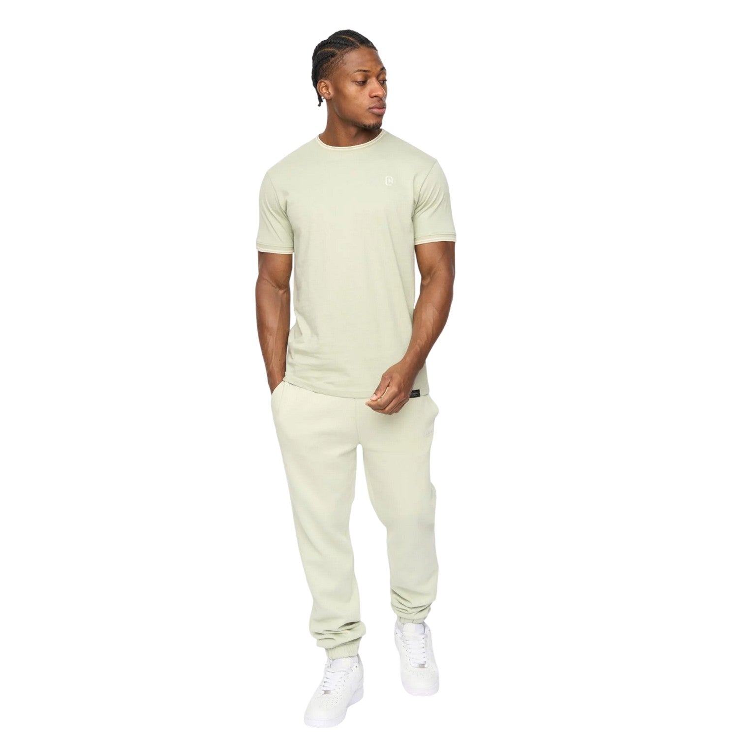 Light Olive - Side - Crosshatch Mens Preece Jogging Bottoms