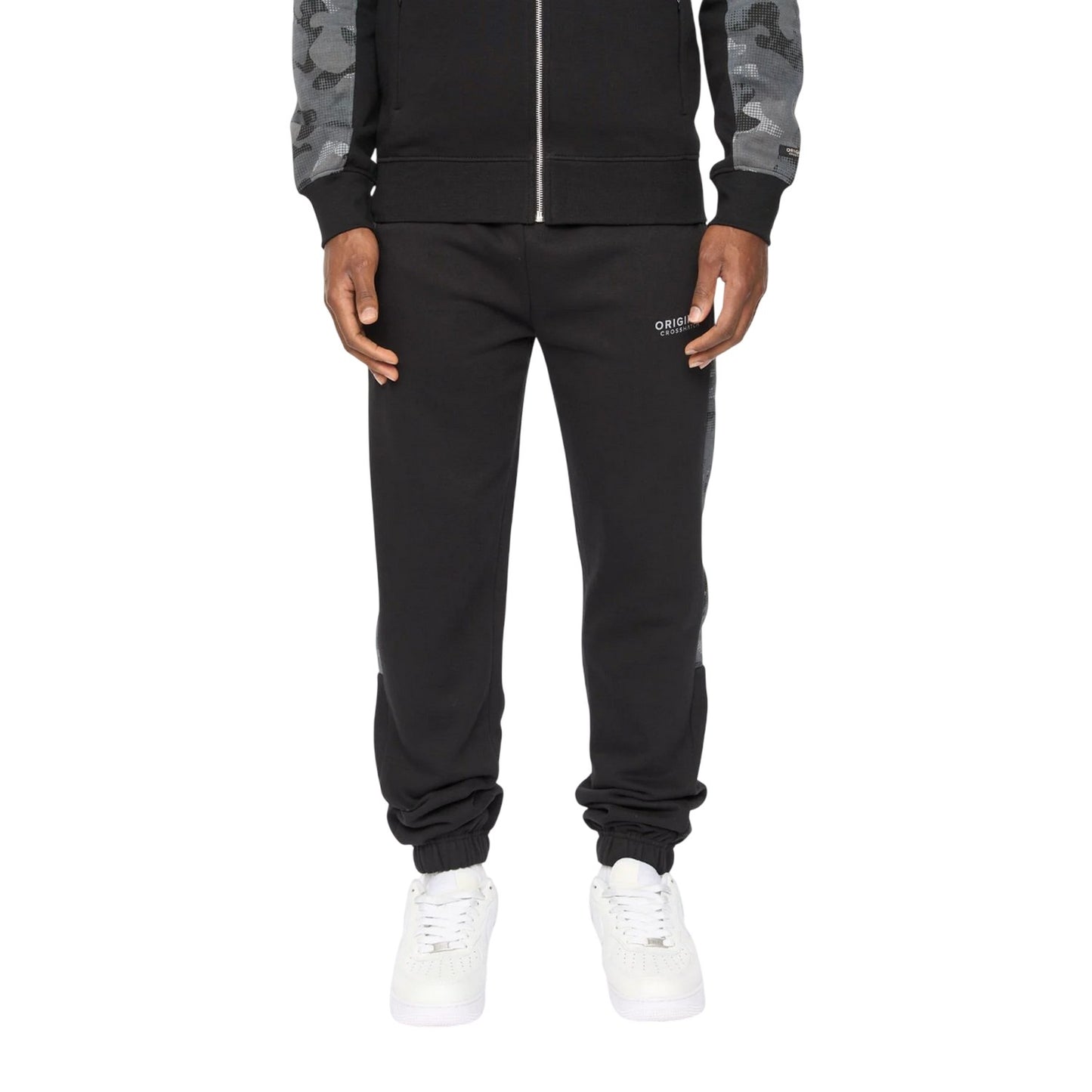 Black - Front - Crosshatch Mens Branton Jogging Bottoms