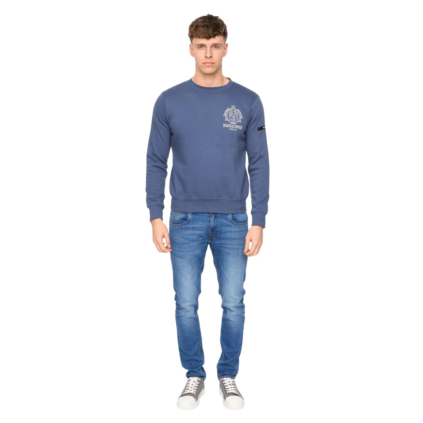 Denim Blue - Lifestyle - Duck and Cover Mens Stoneham Crew Neck Sweatshirt