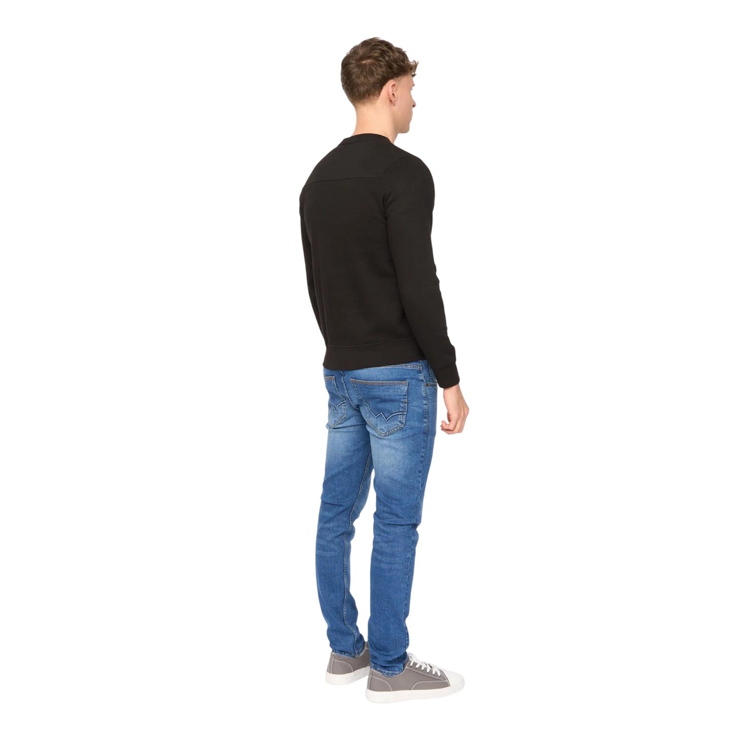 Black - Back - Duck and Cover Mens Stoneham Crew Neck Sweatshirt