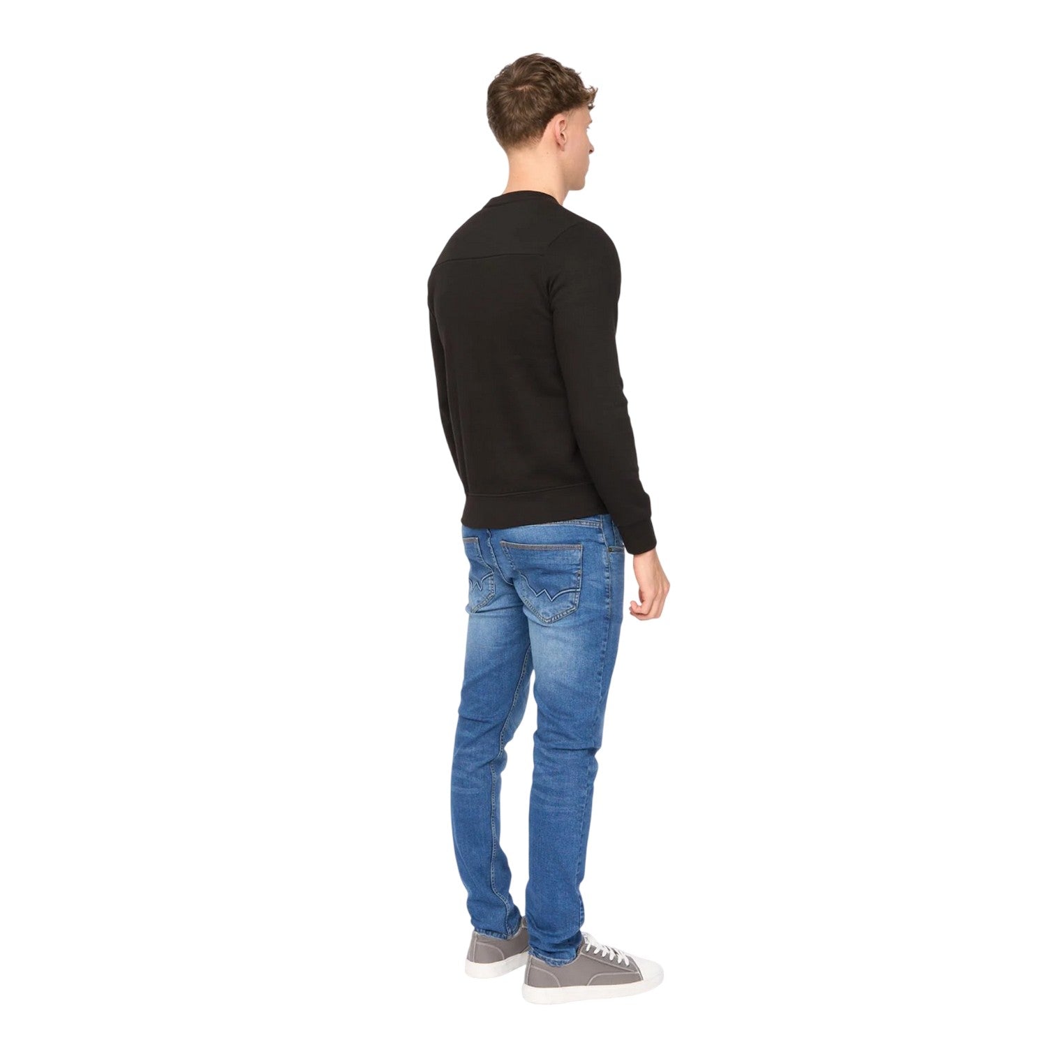 Black - Back - Duck and Cover Mens Stoneham Crew Neck Sweatshirt
