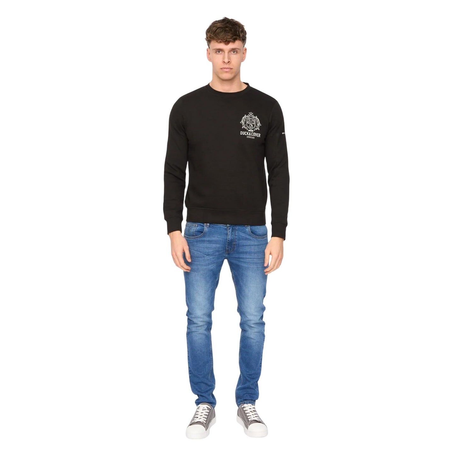 Black - Lifestyle - Duck and Cover Mens Stoneham Crew Neck Sweatshirt