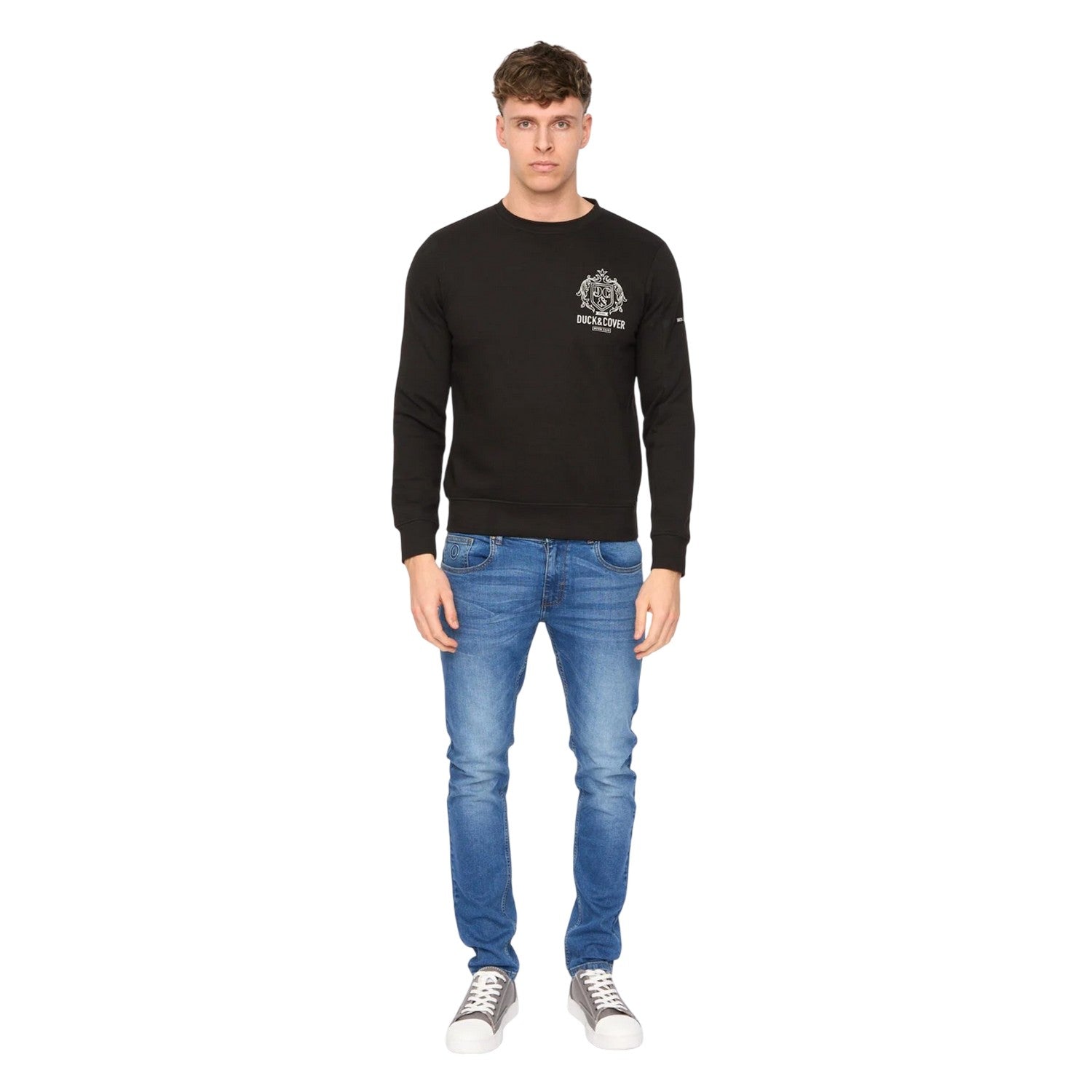 Black - Lifestyle - Duck and Cover Mens Stoneham Crew Neck Sweatshirt