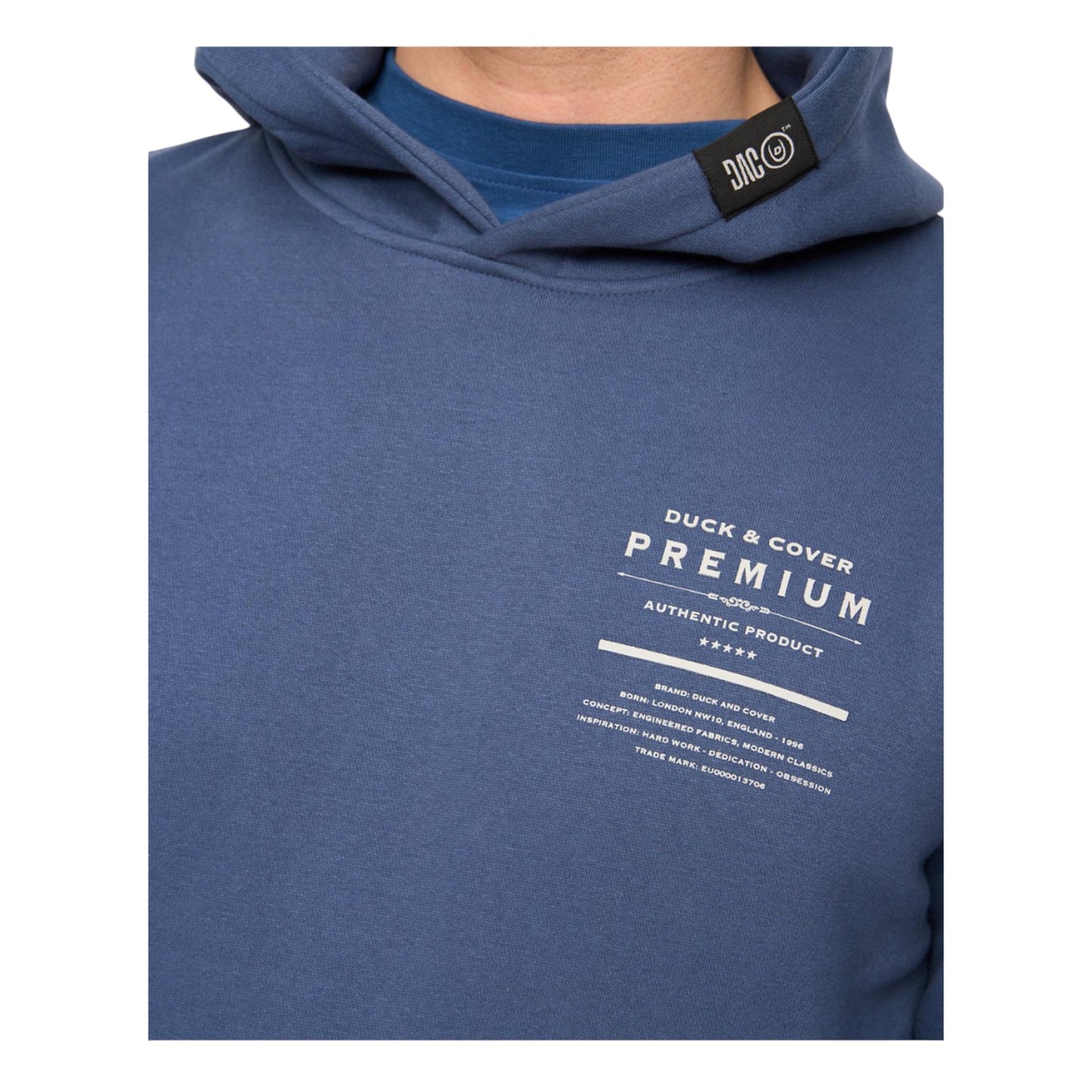 Denim Blue - Back - Duck and Cover Mens Rayland Hoodie