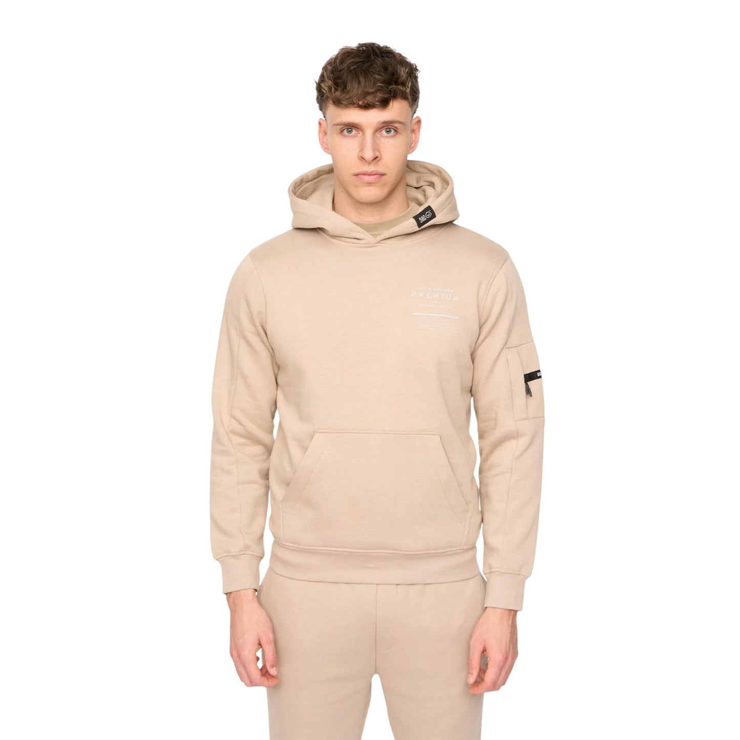 Stone - Front - Duck and Cover Mens Rayland Hoodie