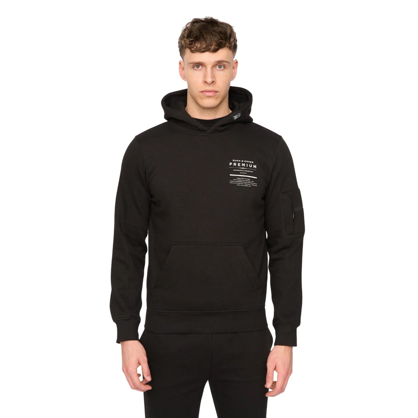 Black - Front - Duck and Cover Mens Rayland Hoodie