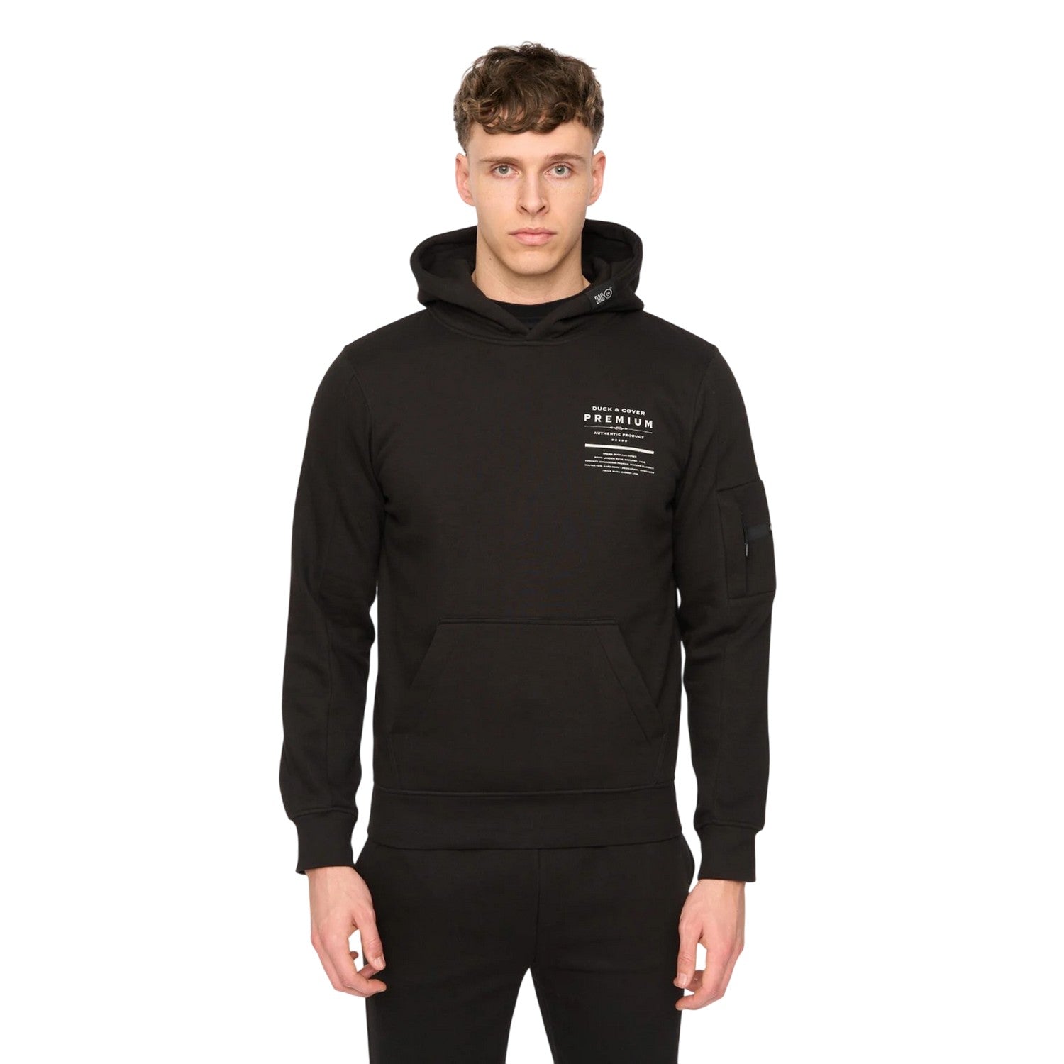 Black - Front - Duck and Cover Mens Rayland Hoodie