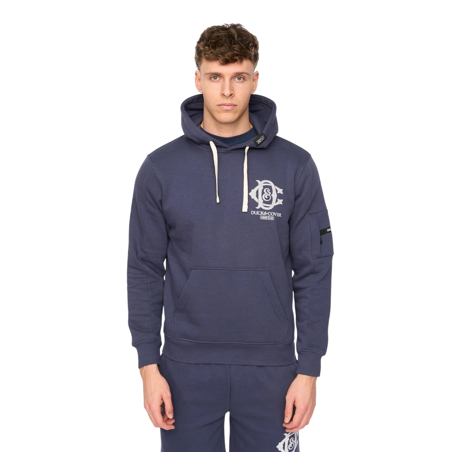 Navy - Front - Duck and Cover Mens Randolph Hoodie