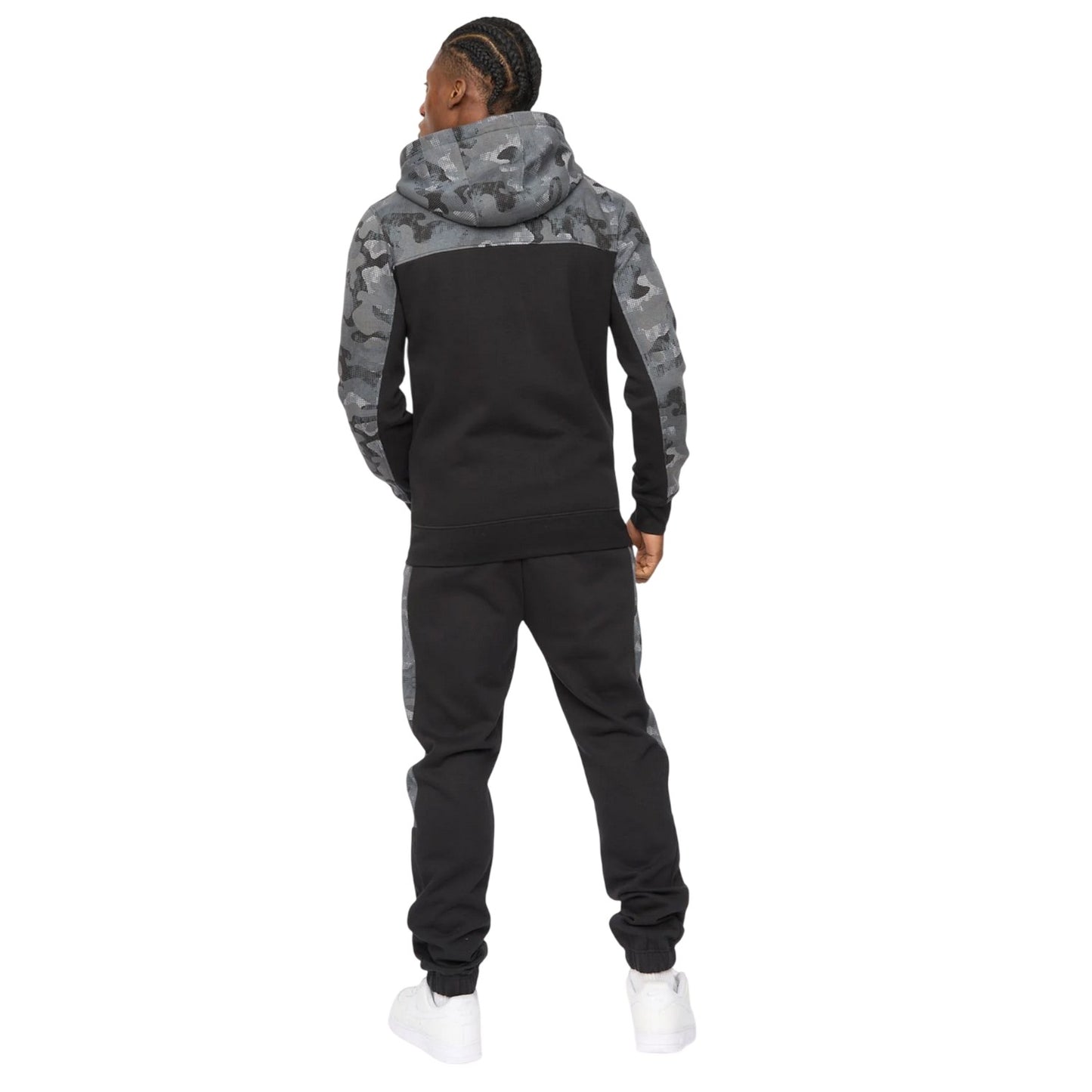 Black - Back - Crosshatch Mens Branton Full Zip Hoodie