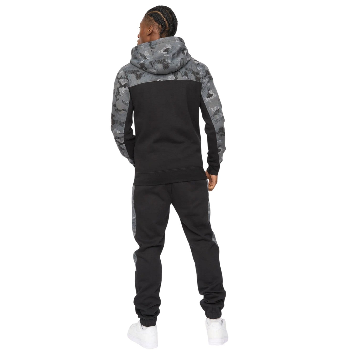 Black - Back - Crosshatch Mens Branton Full Zip Hoodie