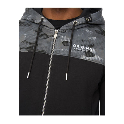 Black - Side - Crosshatch Mens Branton Full Zip Hoodie