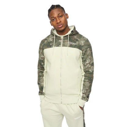 Light Olive - Front - Crosshatch Mens Branton Full Zip Hoodie