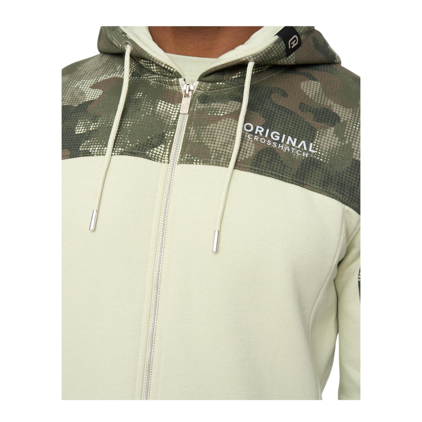 Light Olive - Side - Crosshatch Mens Branton Full Zip Hoodie