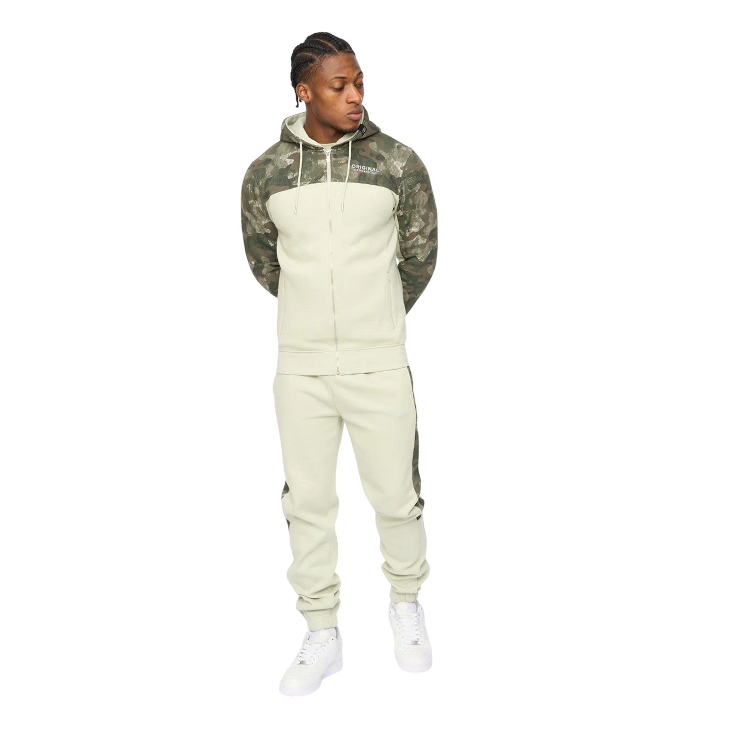 Light Olive - Lifestyle - Crosshatch Mens Branton Full Zip Hoodie