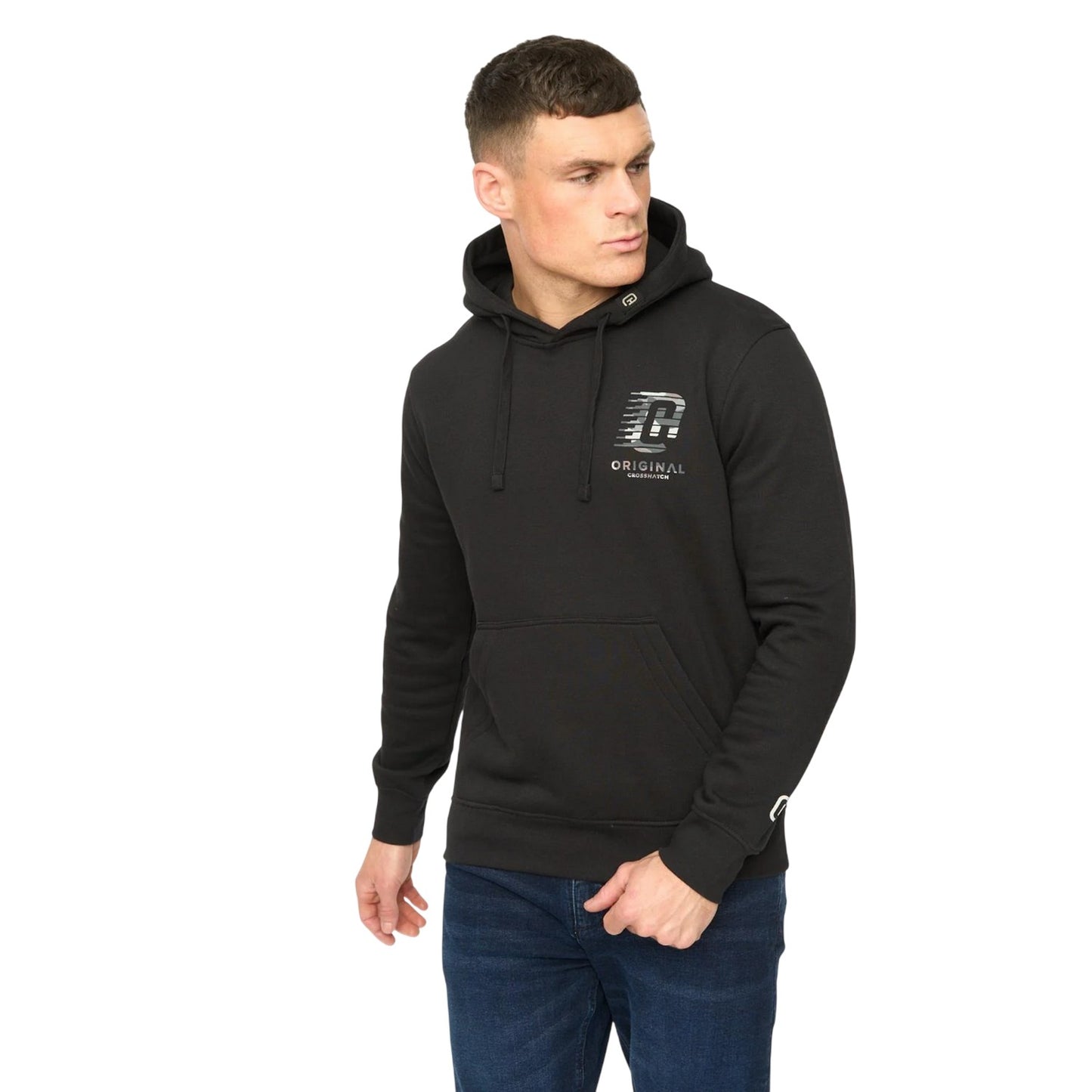 Black - Front - Crosshatch Mens Winchamp Hoodie