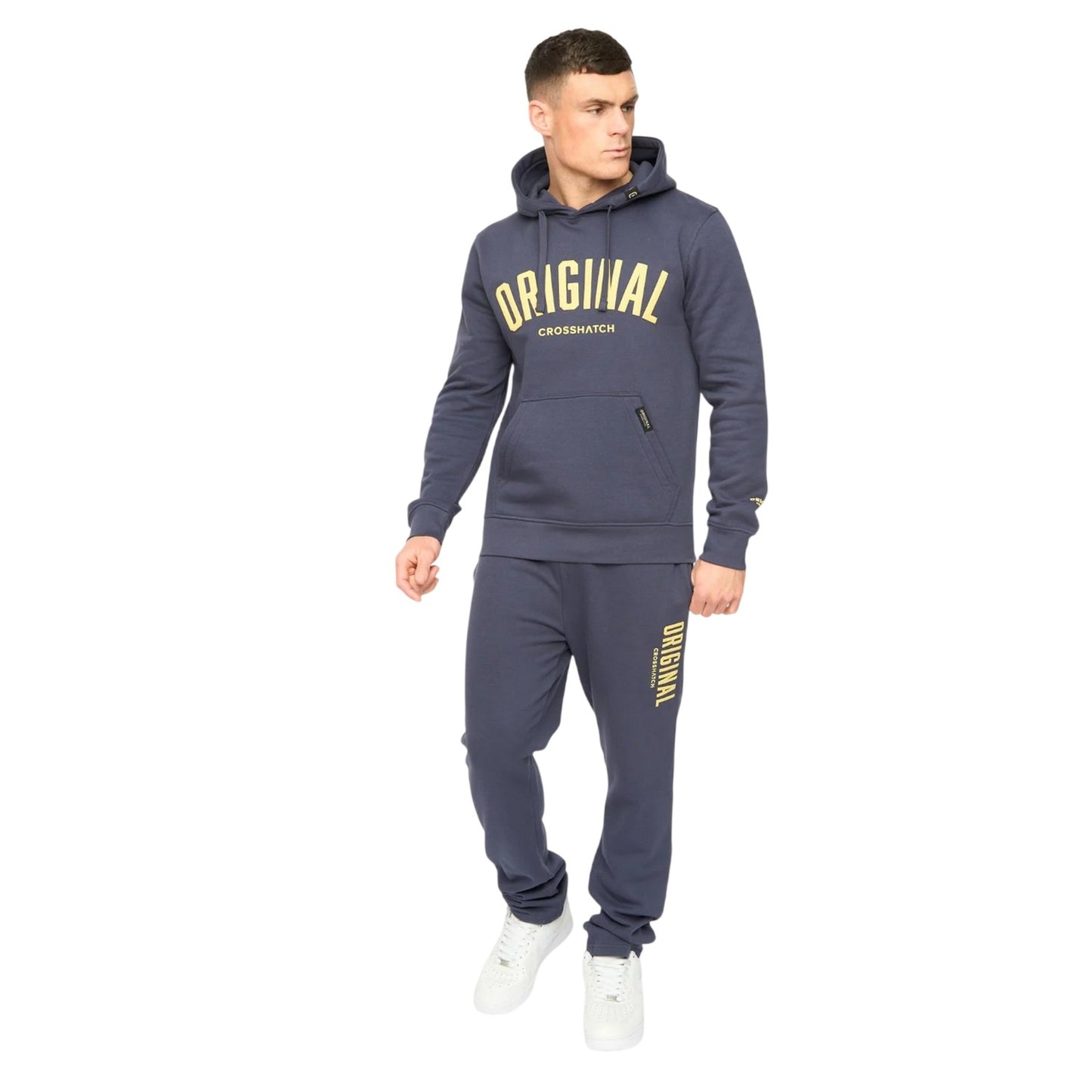 Navy - Lifestyle - Crosshatch Mens Kensby Hoodie