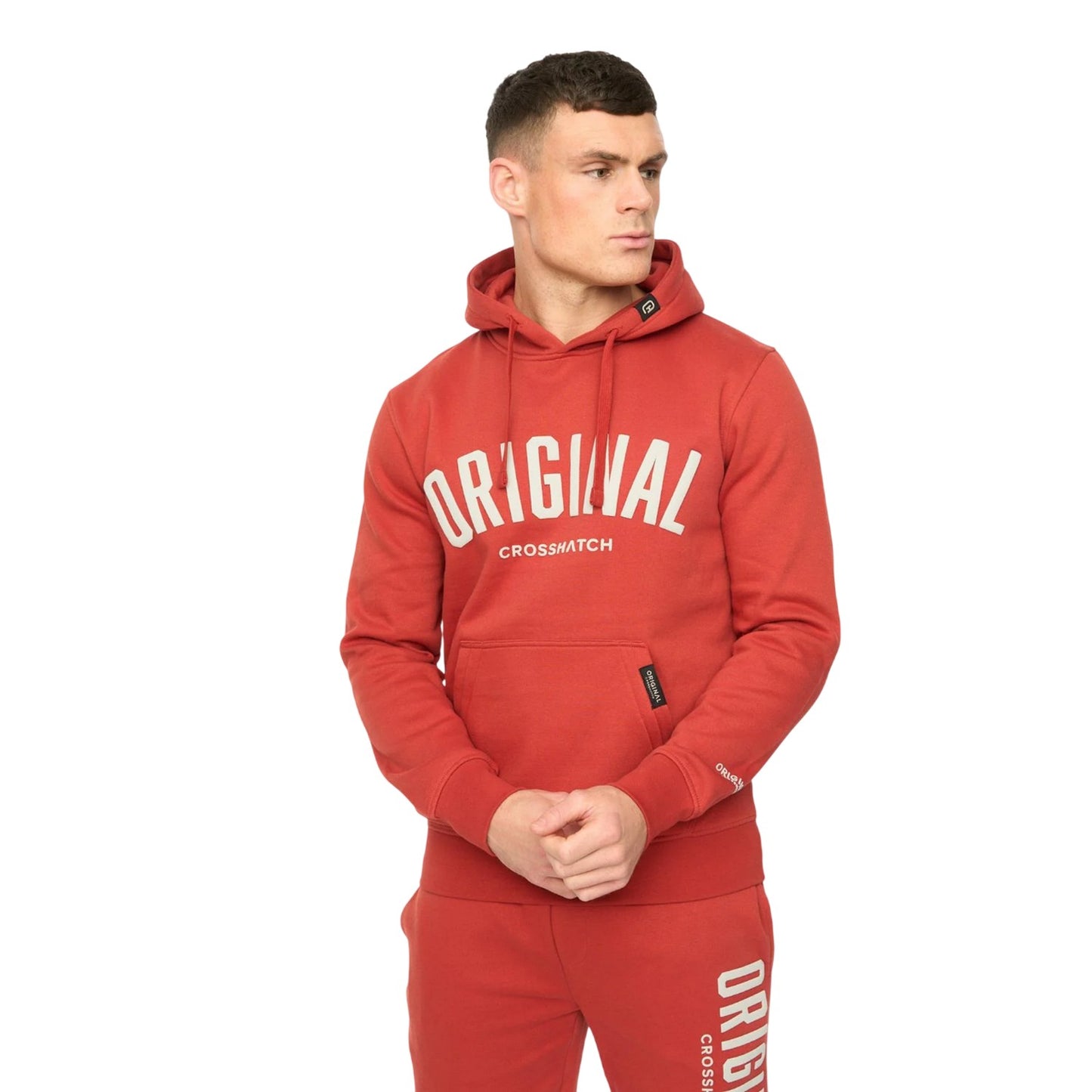 Red - Front - Crosshatch Mens Kensby Hoodie