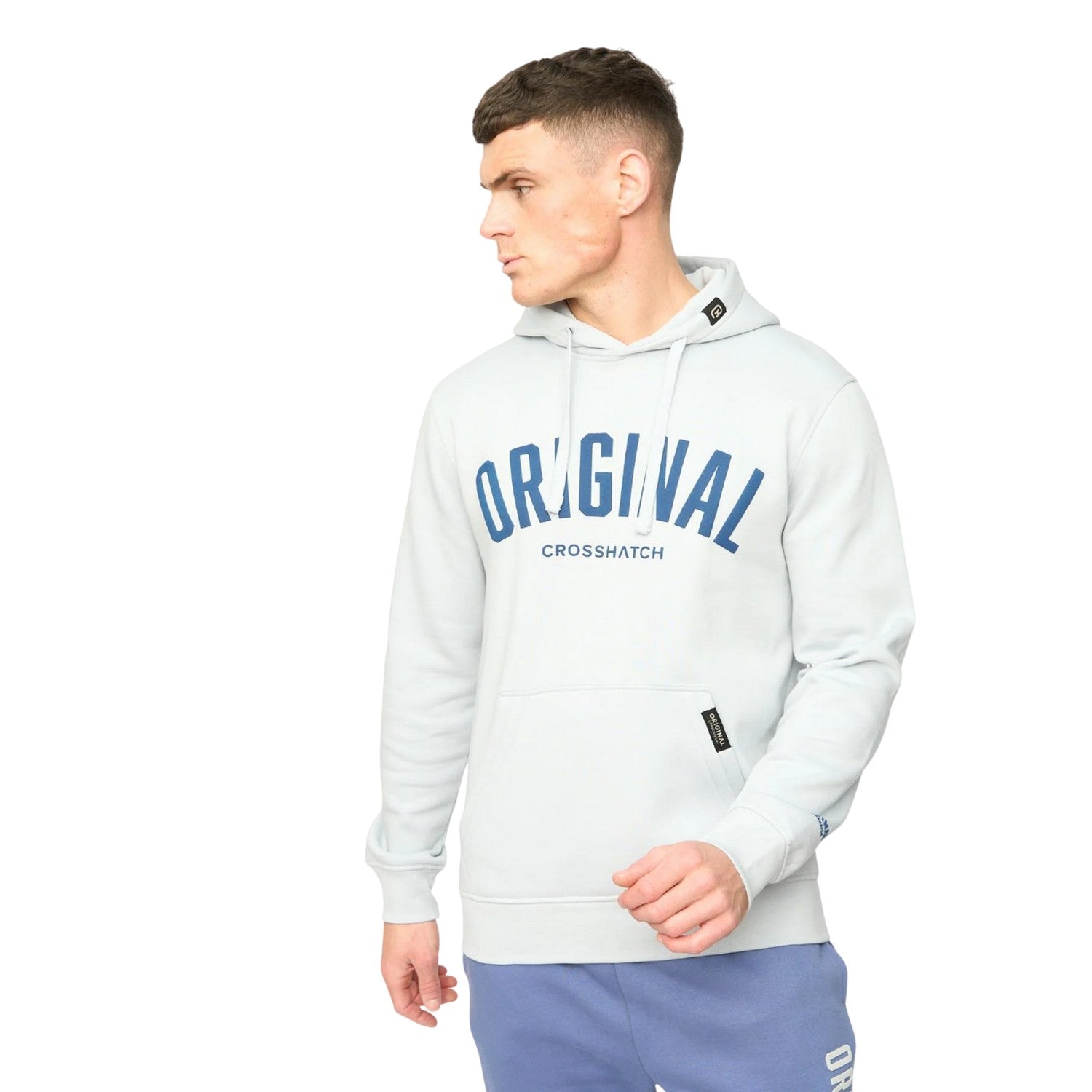Light Blue - Front - Crosshatch Mens Kensby Hoodie