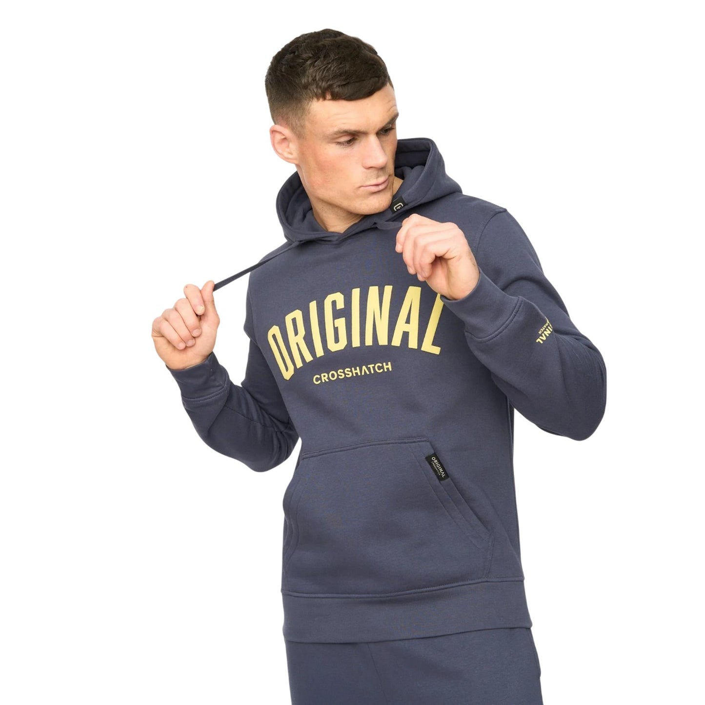 Navy - Front - Crosshatch Mens Kensby Hoodie