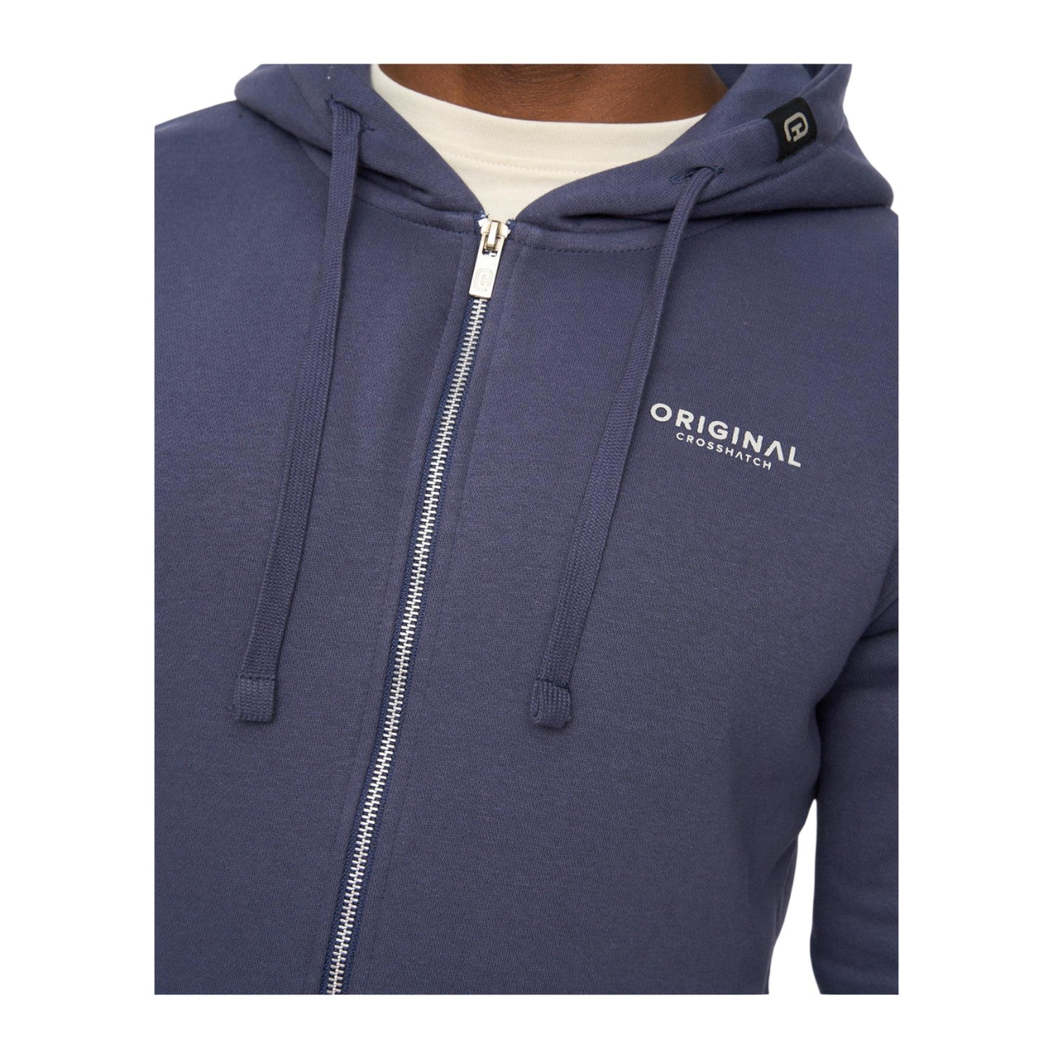 Navy - Side - Crosshatch Mens Allmoor Thru Full Zip Hoodie