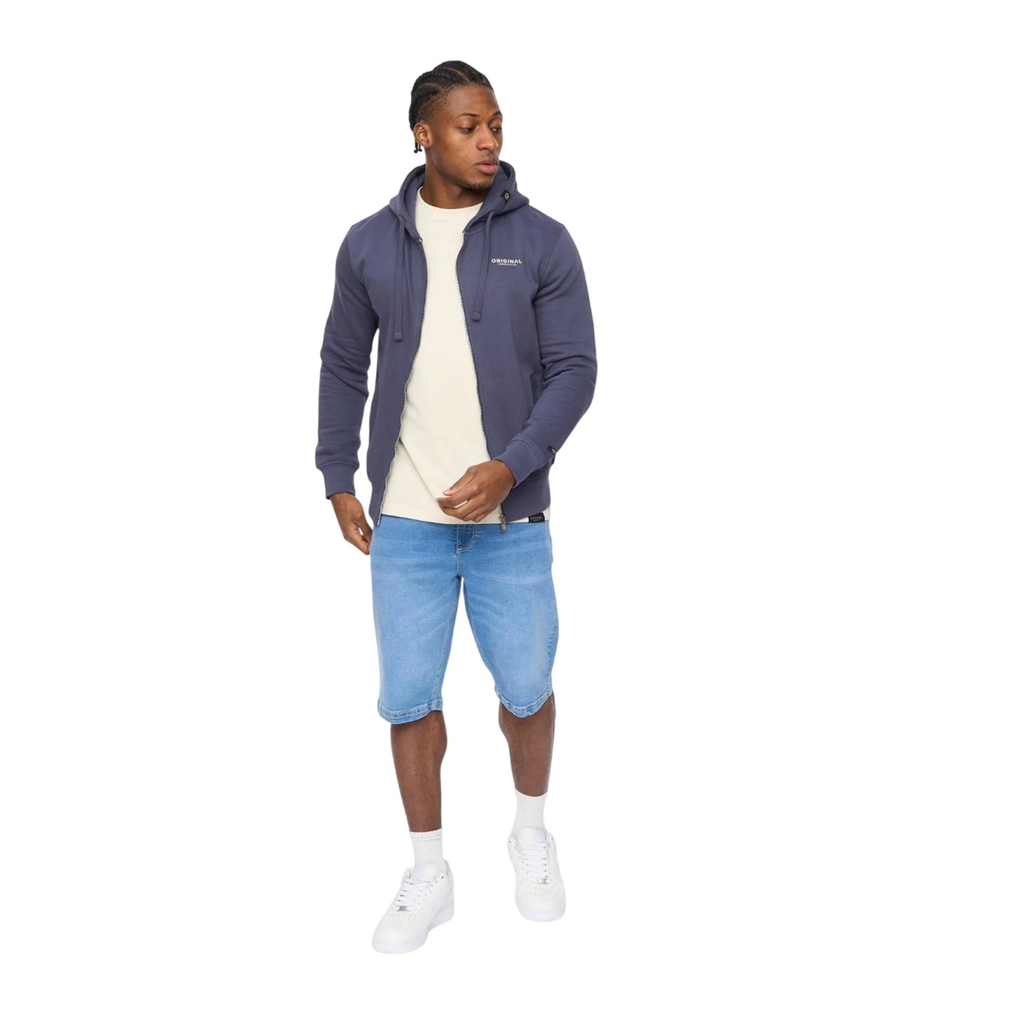 Navy - Lifestyle - Crosshatch Mens Allmoor Thru Full Zip Hoodie