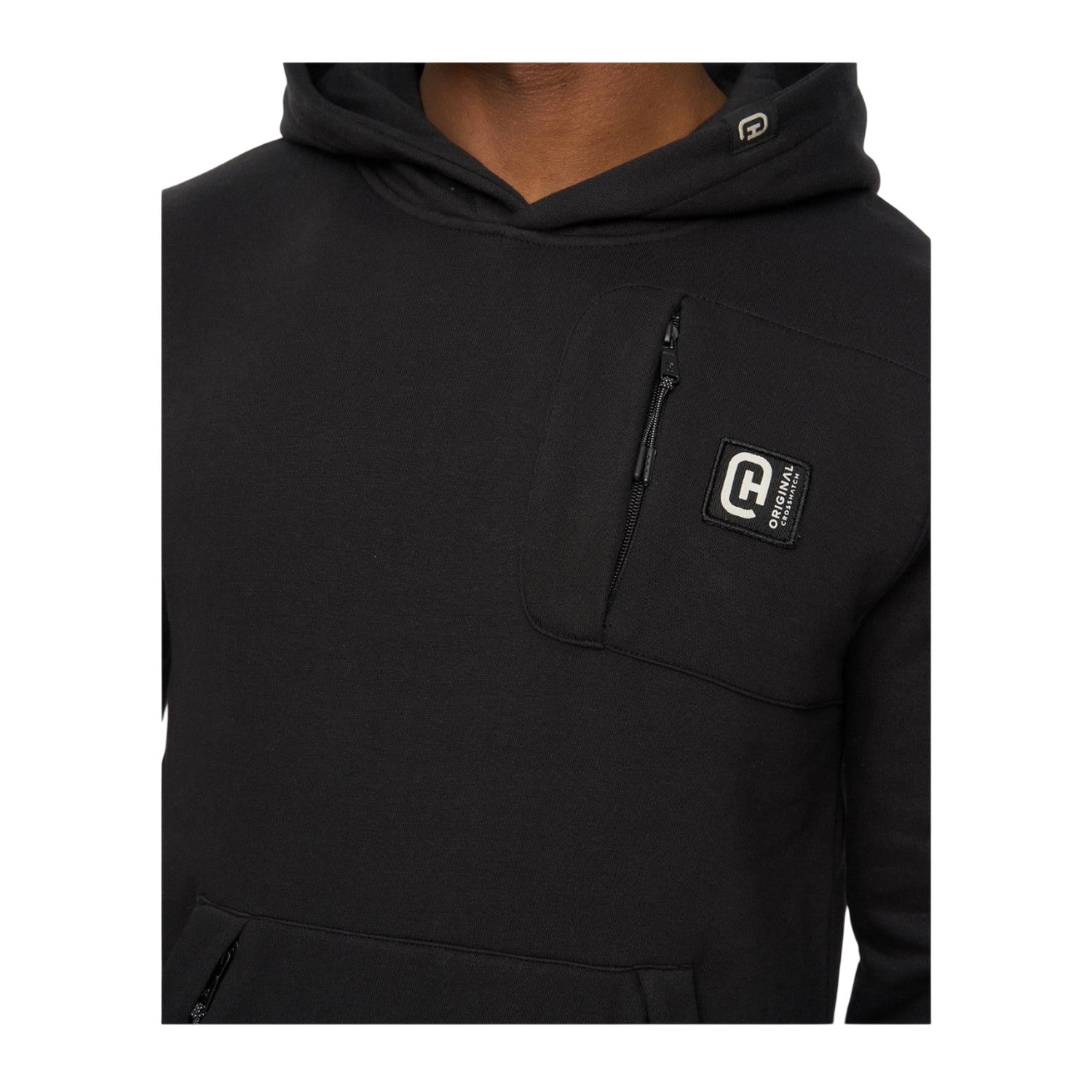 Black - Side - Crosshatch Mens Portville Hoodie