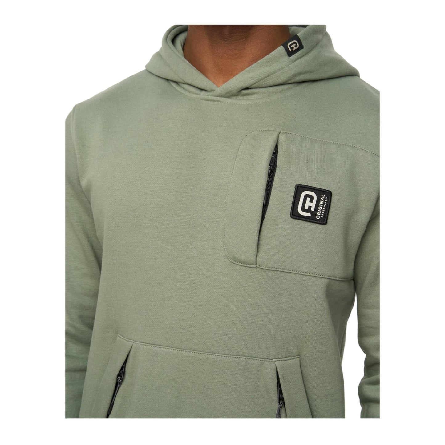 Olive - Side - Crosshatch Mens Portville Hoodie