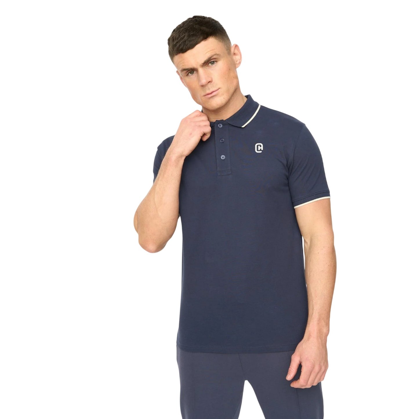 Navy - Front - Crosshatch Mens Crufton Polo Shirt