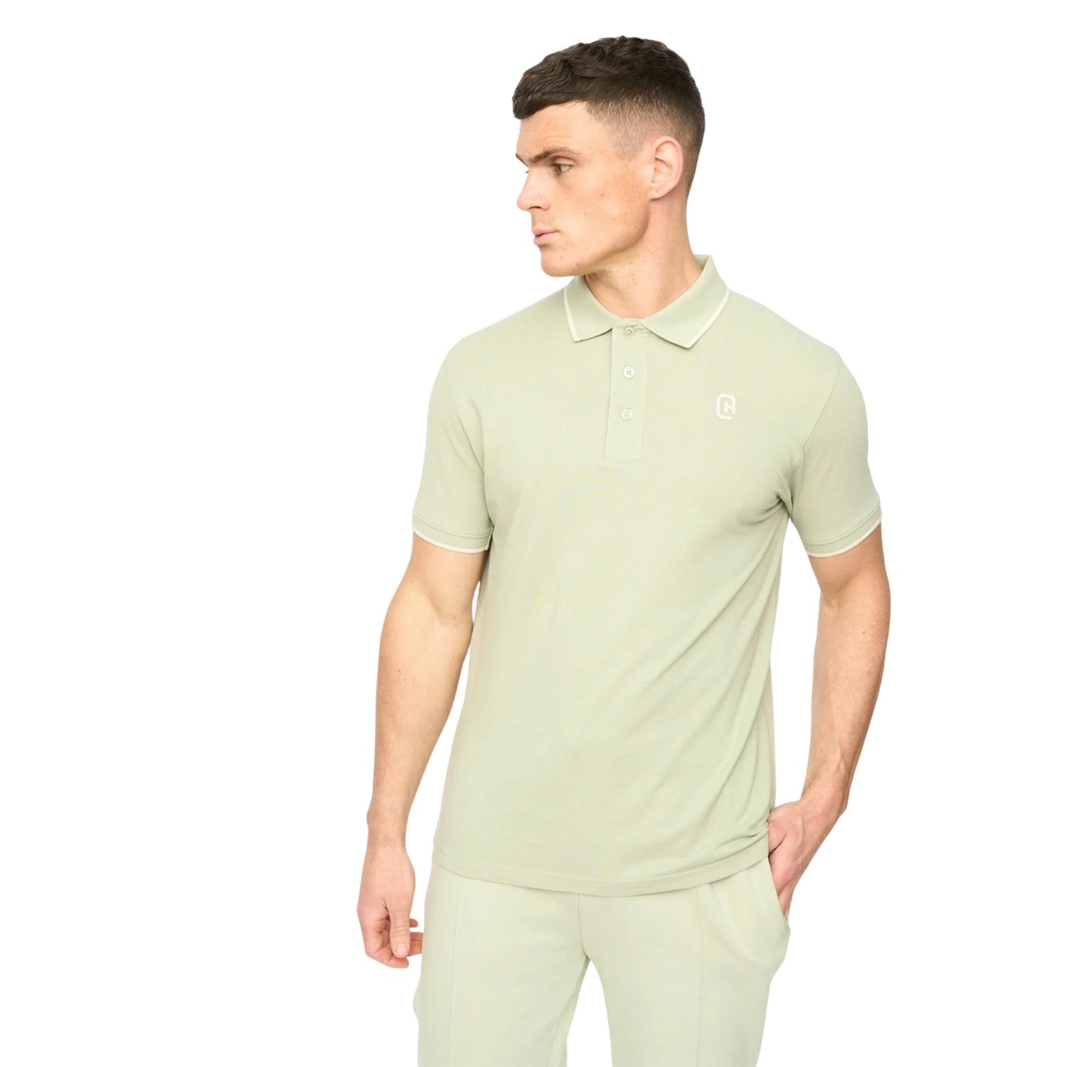Light Olive - Front - Crosshatch Mens Crufton Polo Shirt