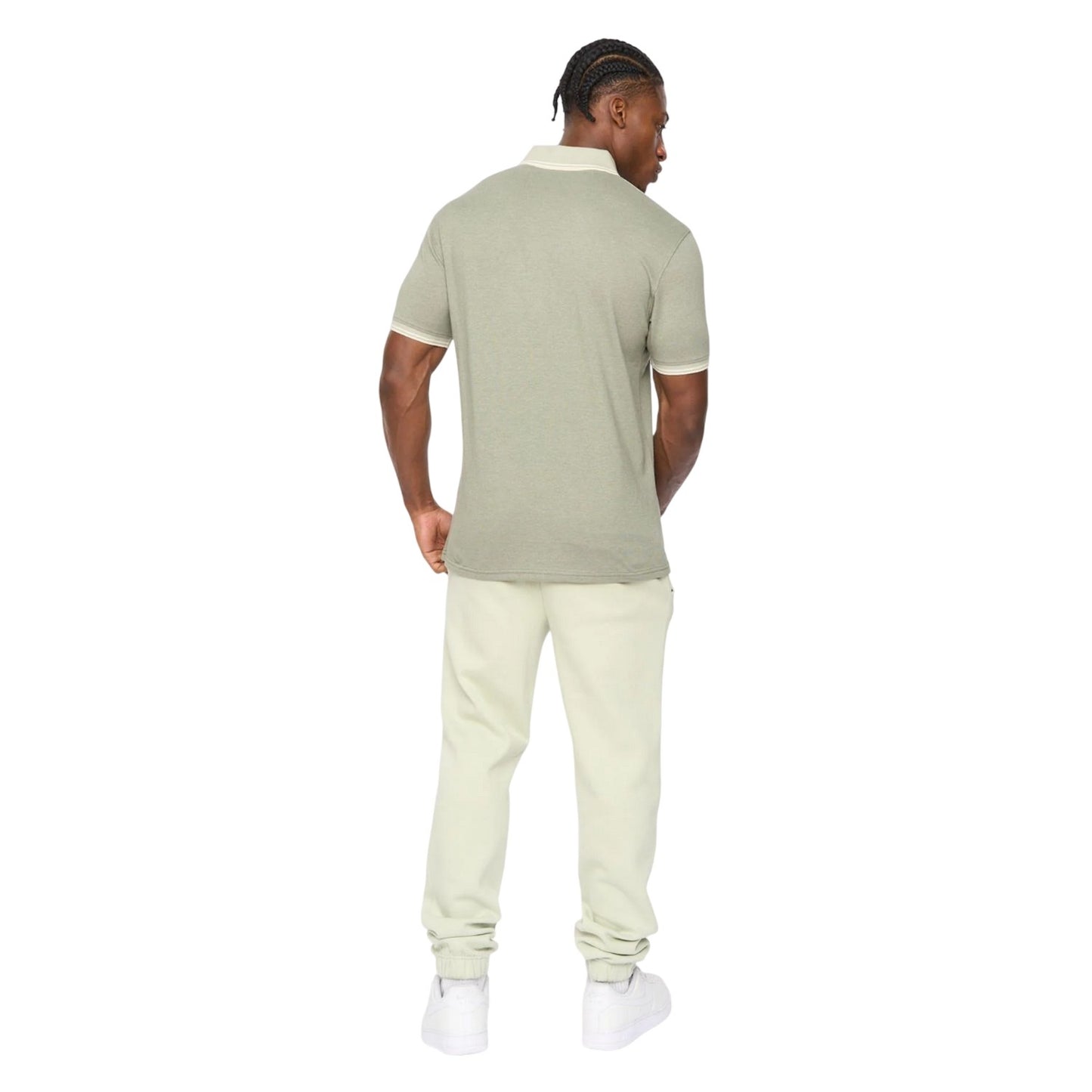 Light Olive - Back - Crosshatch Mens Preece Polo Shirt