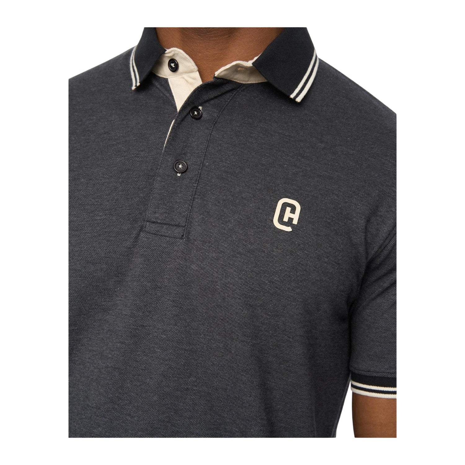 Black - Side - Crosshatch Mens Preece Polo Shirt