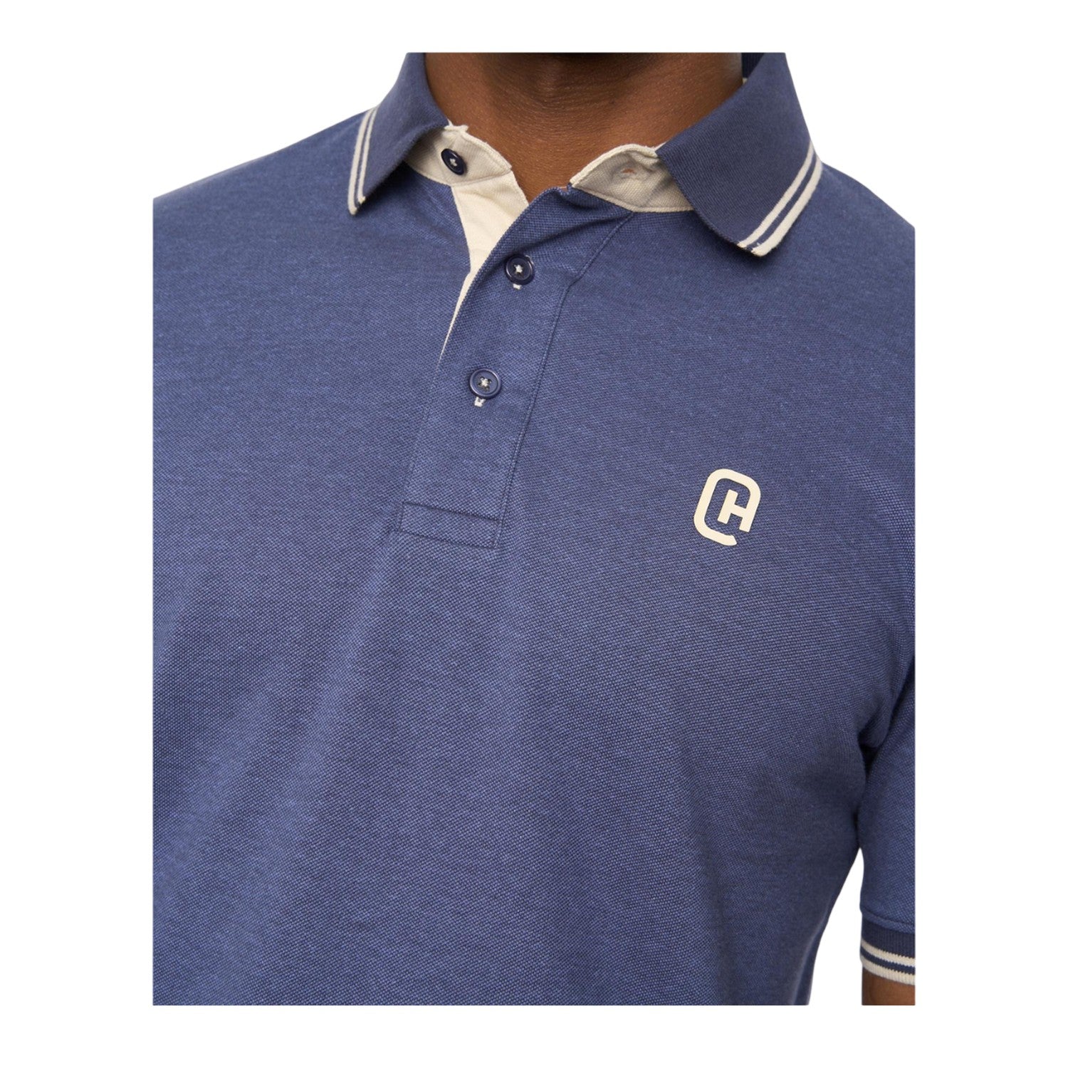 Blue - Side - Crosshatch Mens Preece Polo Shirt