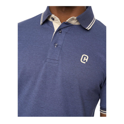 Blue - Side - Crosshatch Mens Preece Polo Shirt