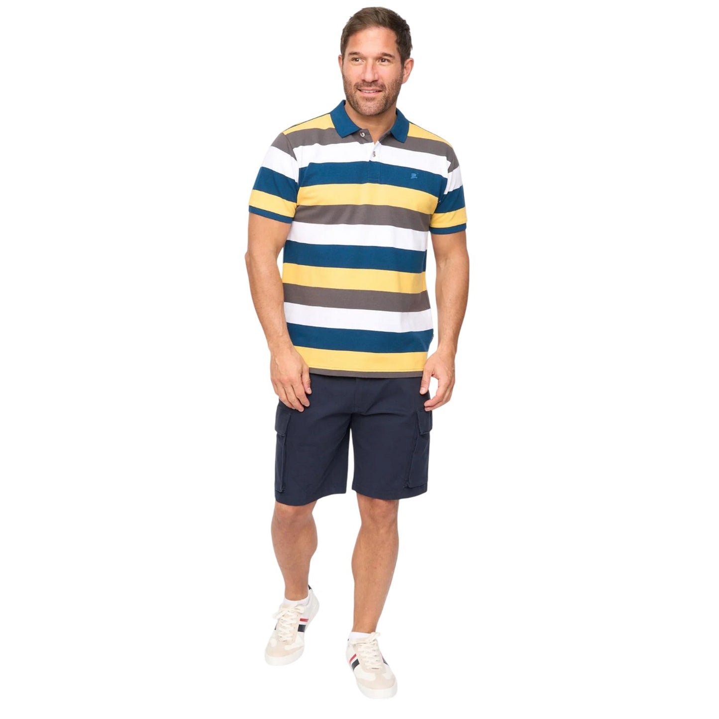 Mid Blue - Lifestyle - Bewley & Ritch Mens Hadley Striped Polo Shirt