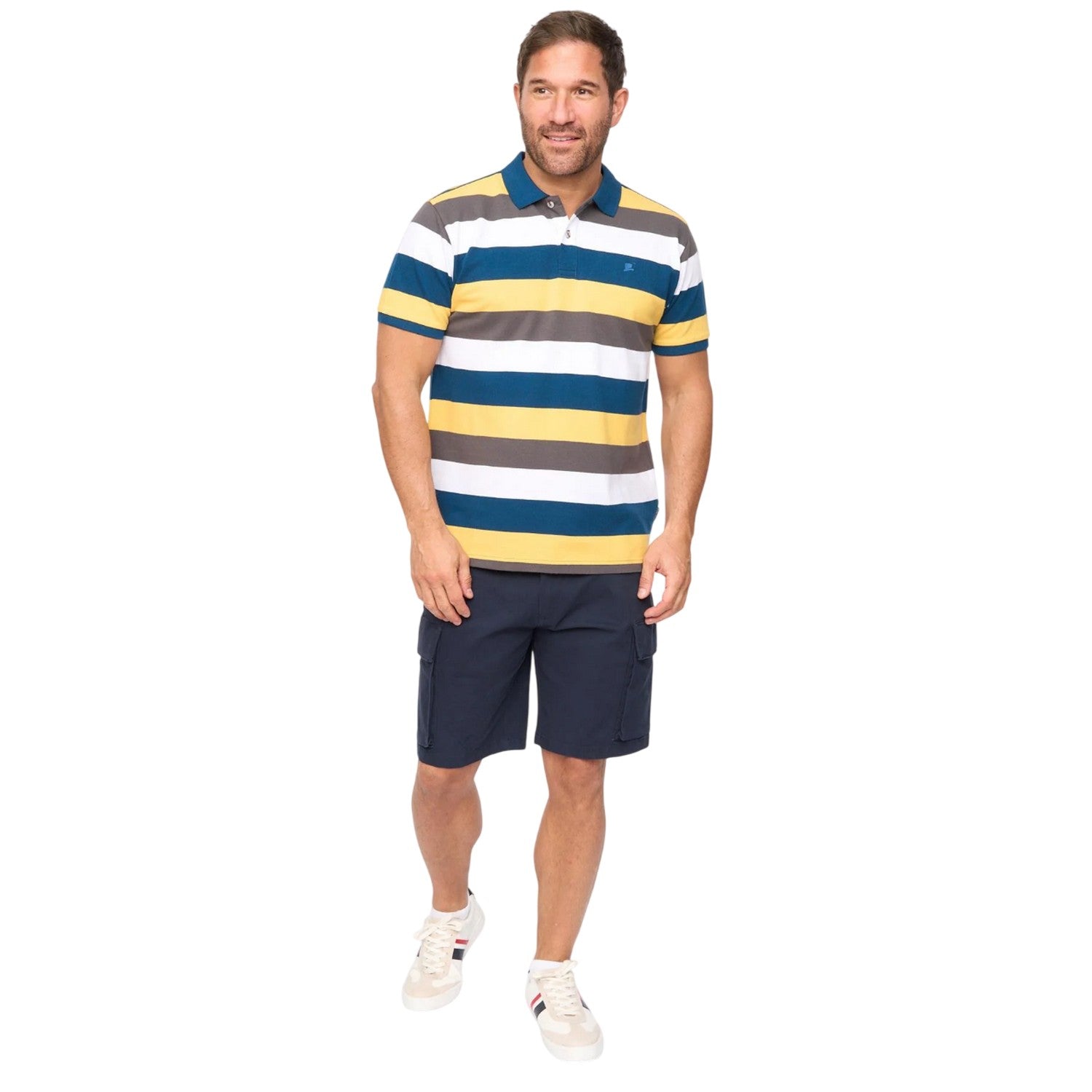 Mid Blue - Lifestyle - Bewley & Ritch Mens Hadley Striped Polo Shirt