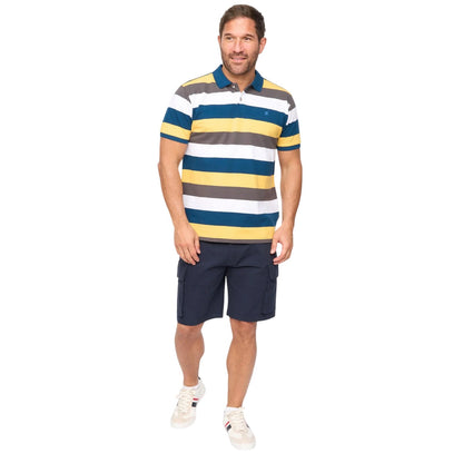 Mid Blue - Lifestyle - Bewley & Ritch Mens Hadley Striped Polo Shirt