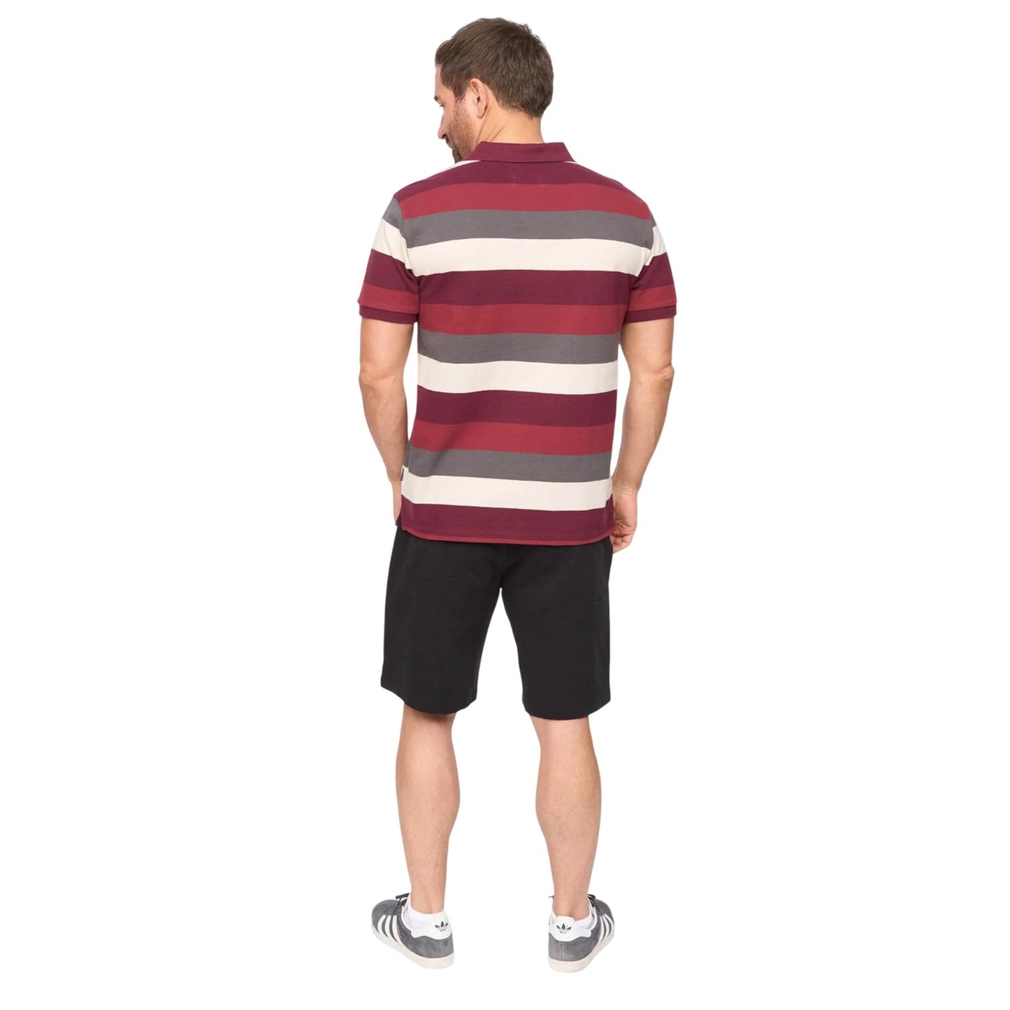 Burgundy - Back - Bewley & Ritch Mens Hadley Striped Polo Shirt