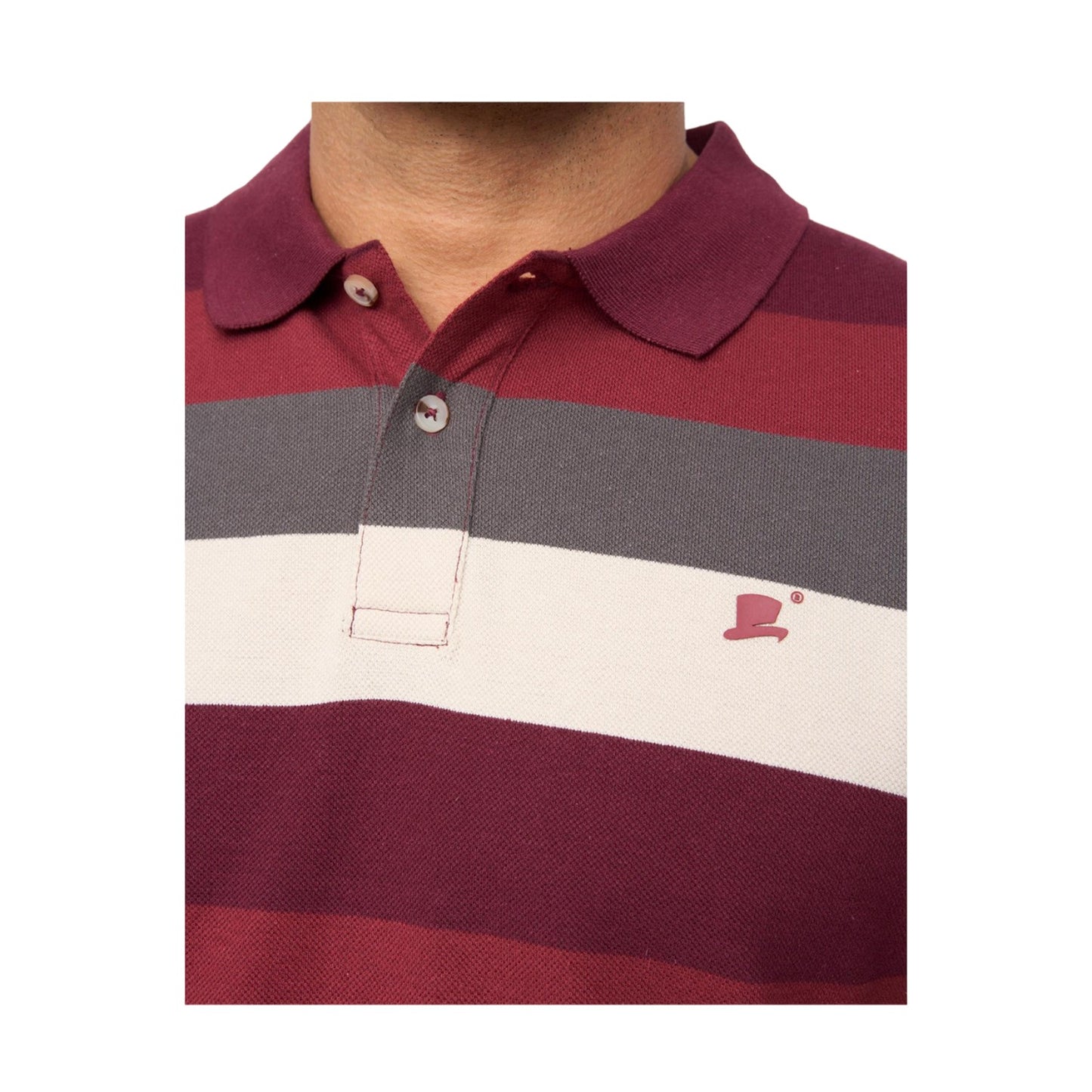 Burgundy - Side - Bewley & Ritch Mens Hadley Striped Polo Shirt