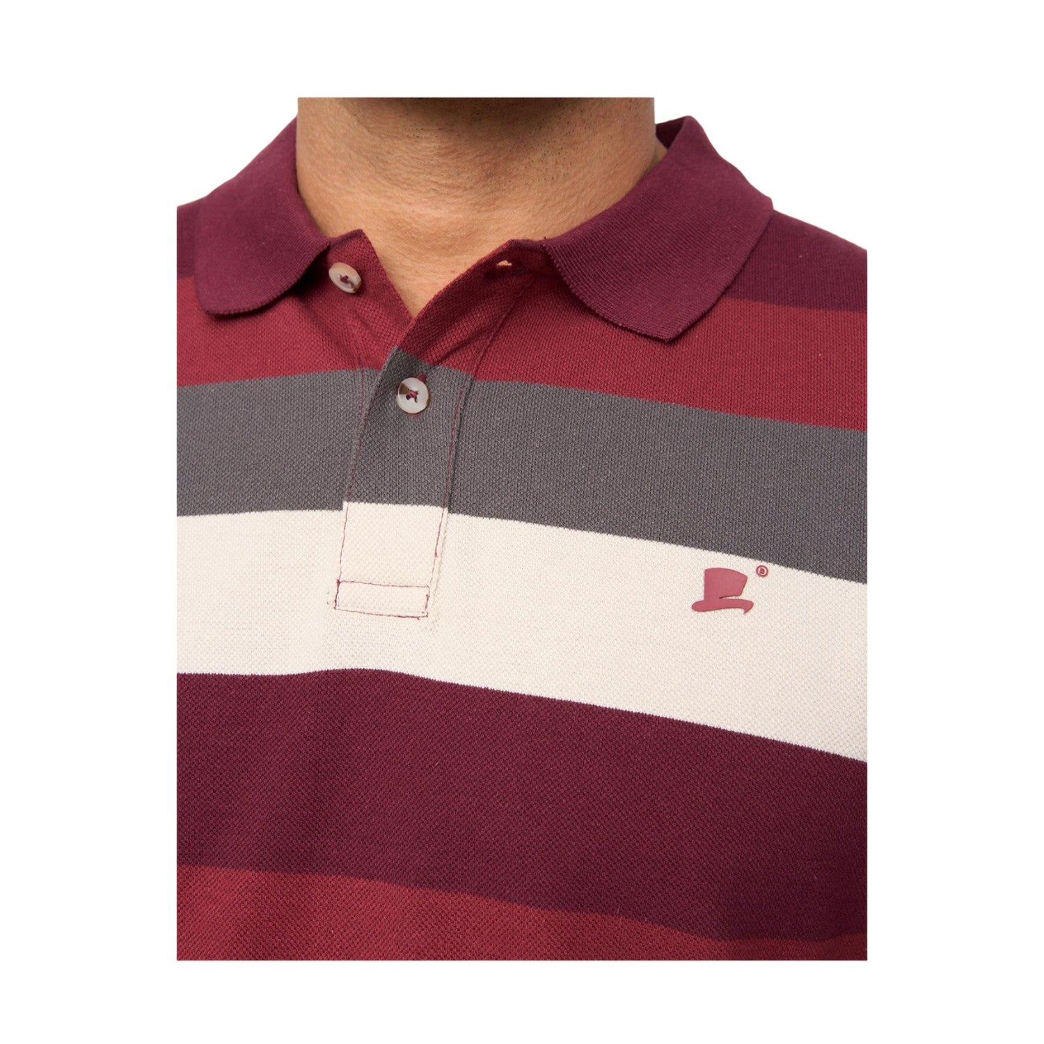 Burgundy - Side - Bewley & Ritch Mens Hadley Striped Polo Shirt