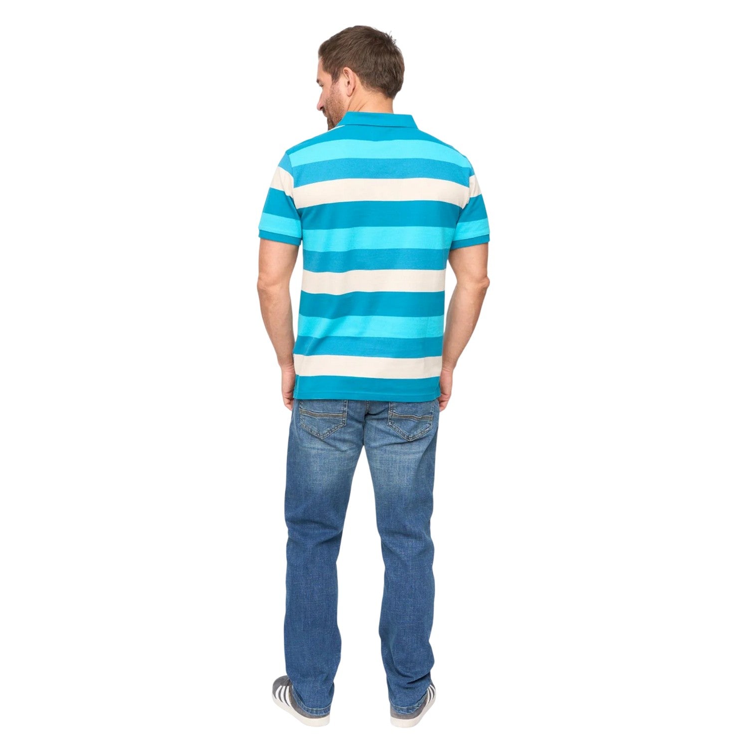 Deep Blue - Back - Bewley & Ritch Mens Hadley Striped Polo Shirt