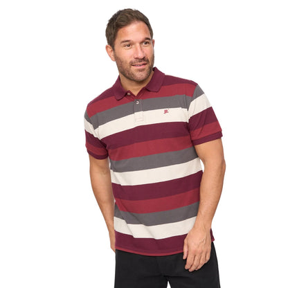 Burgundy - Front - Bewley & Ritch Mens Hadley Striped Polo Shirt