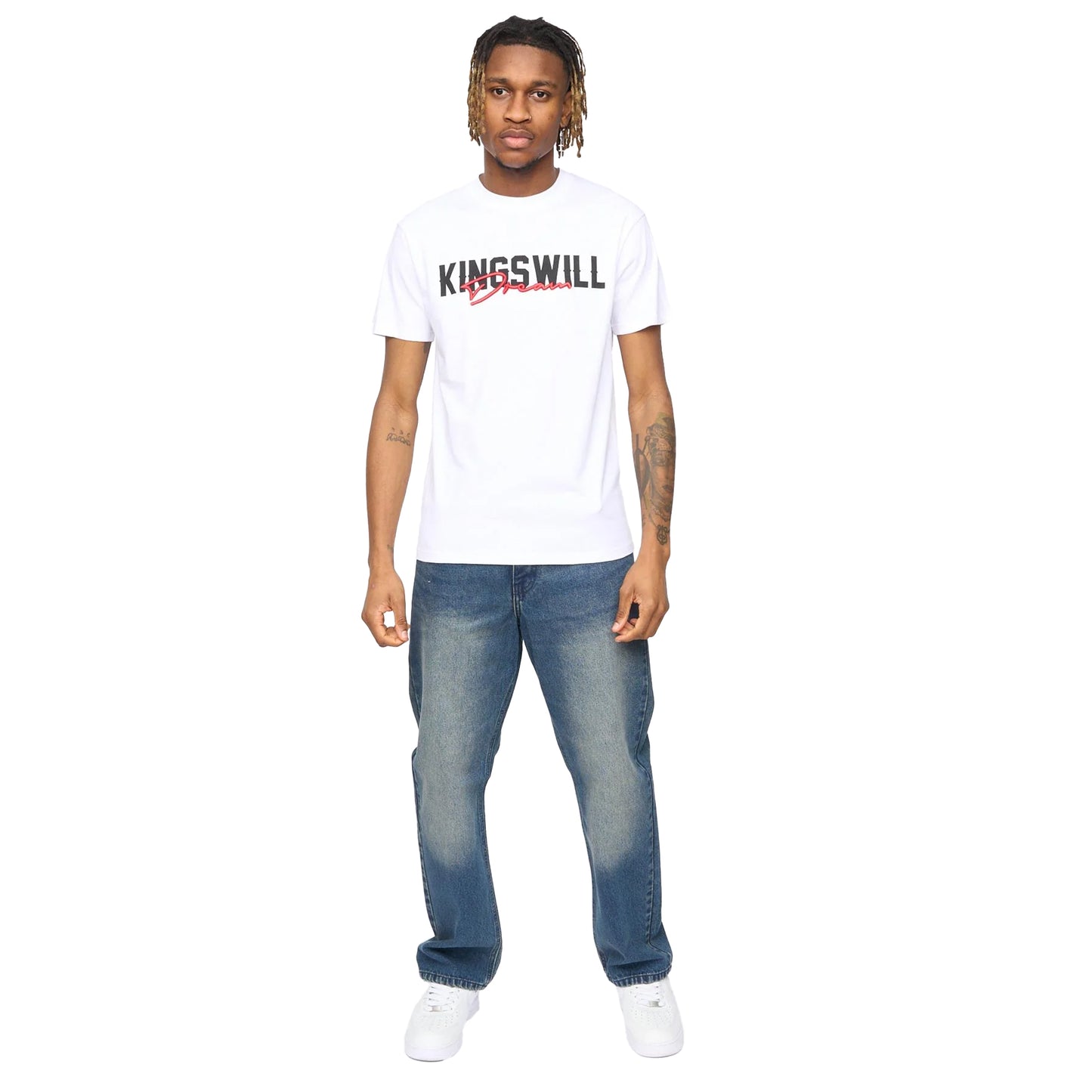 White - Lifestyle - Kings Will Dream Mens Bilkie Embroidered Logo T-Shirt