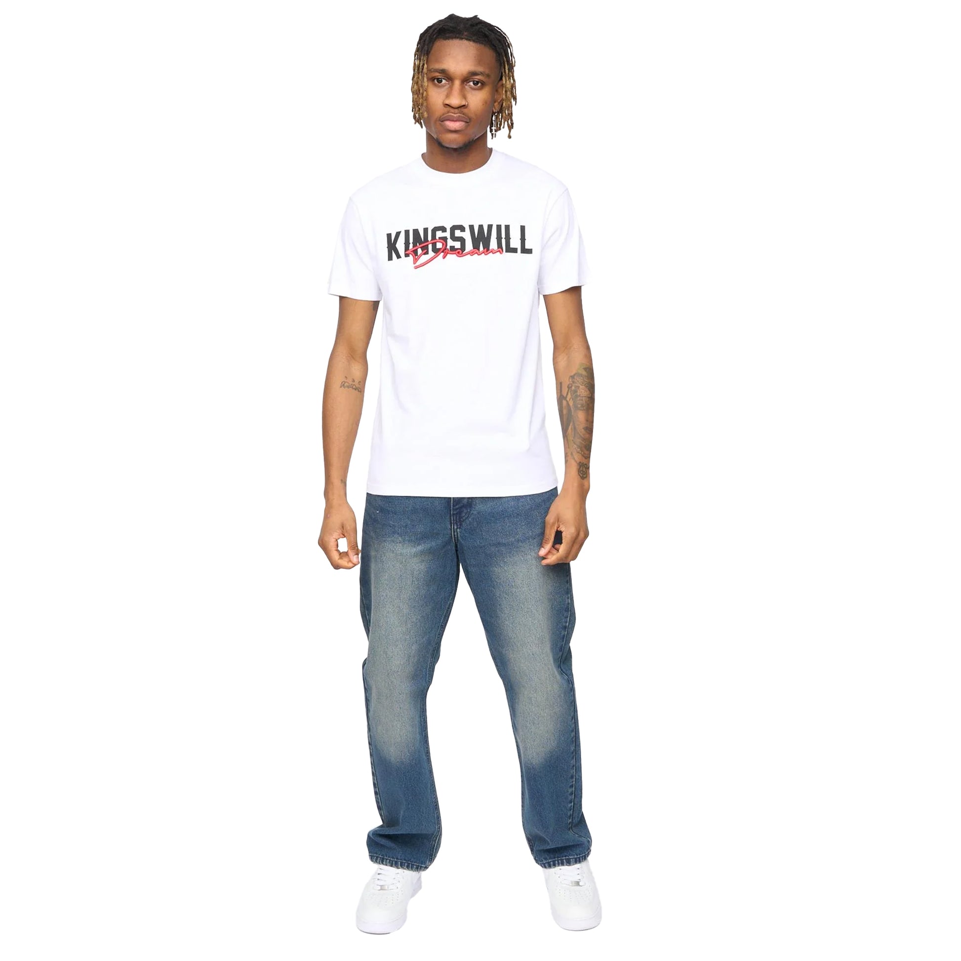 White - Lifestyle - Kings Will Dream Mens Bilkie Embroidered Logo T-Shirt